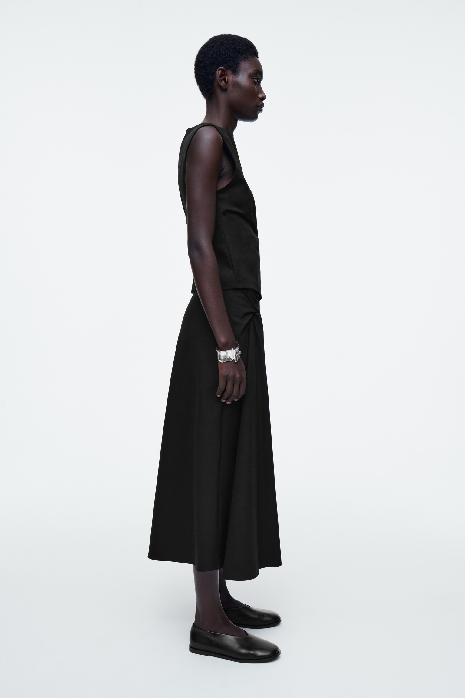 TWIST-DETAIL MIDI SKIRT - BLACK/BROWN - 8