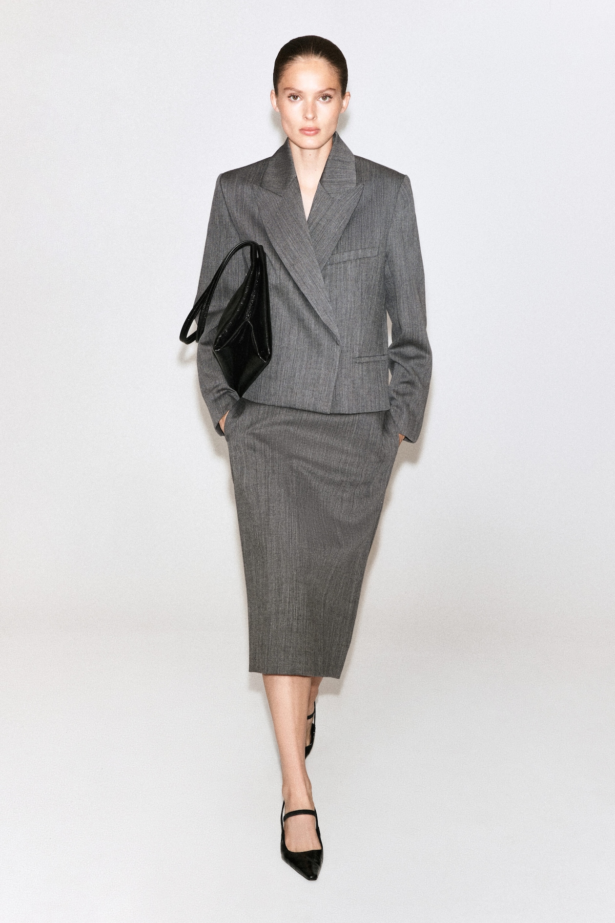 EXAGGERATED WOOL BLAZER — HEATHER