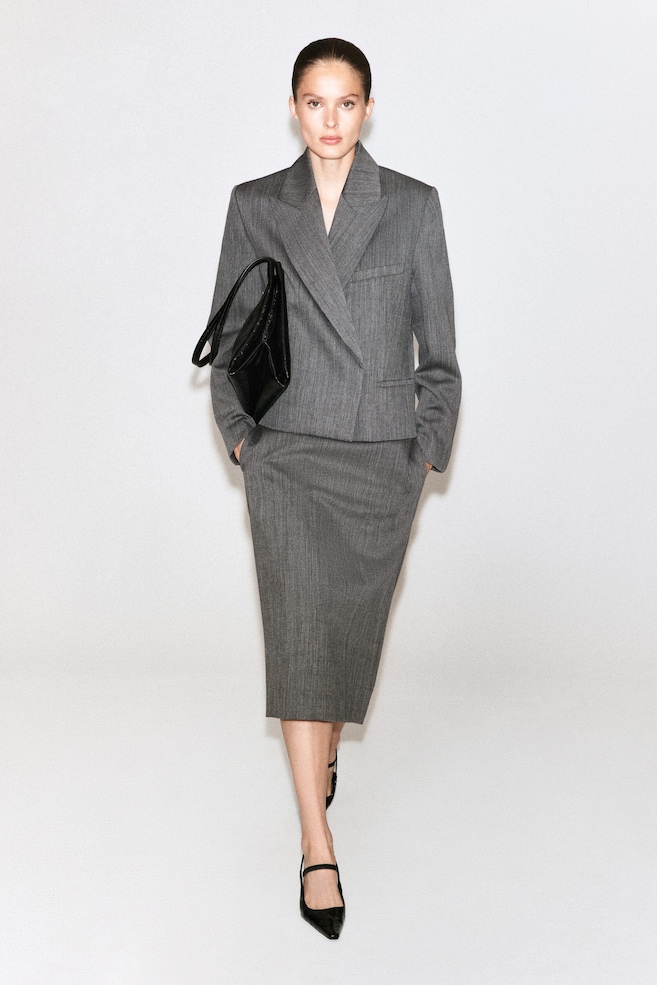 EXAGGERATED WOOL BLAZER — HEATHER