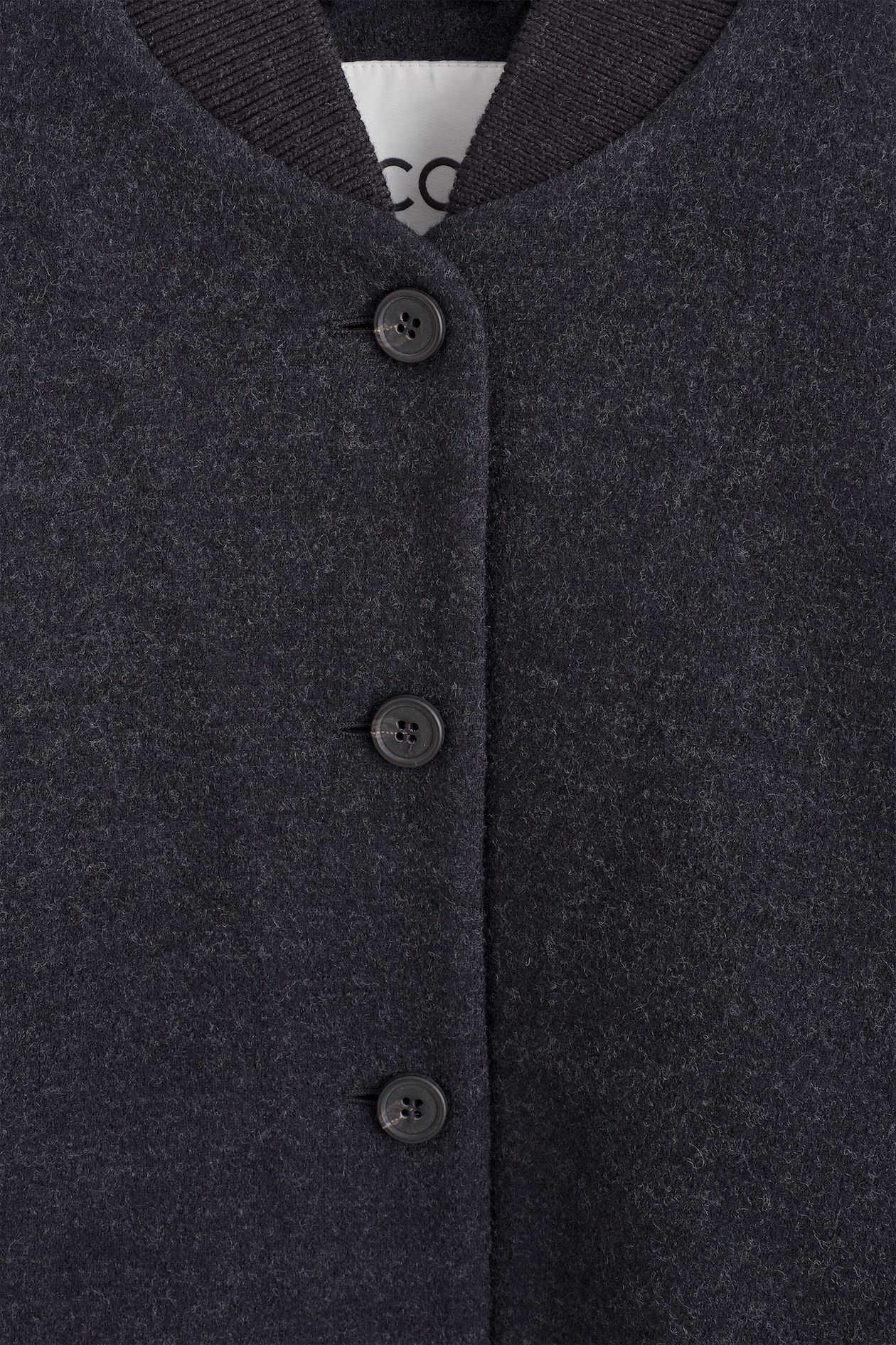BOILED WOOL-BLEND BOMBER JACKET — CHARCOAL MÉLANGE