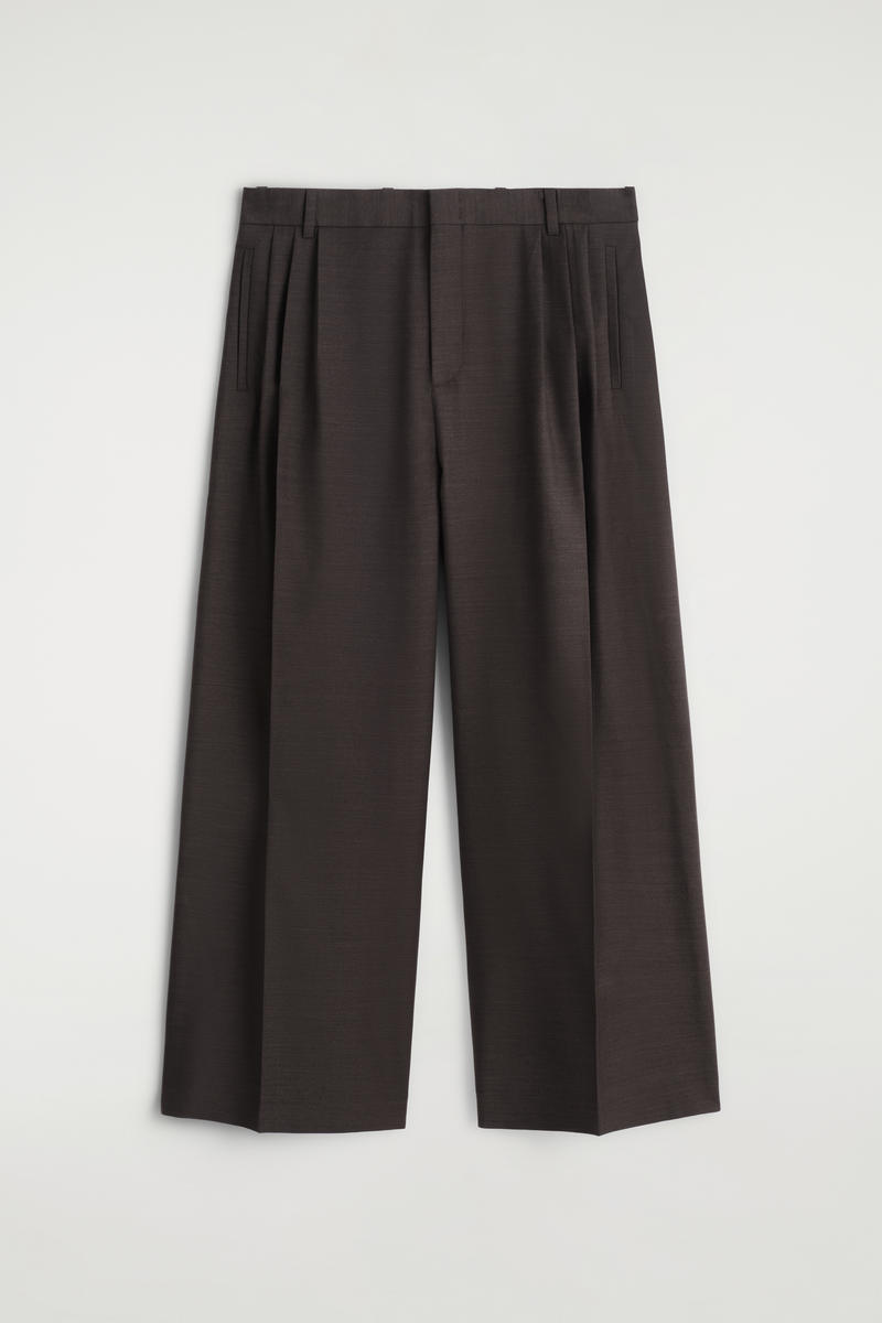 Cos Pantalon Large À Plis En Laine In Brown