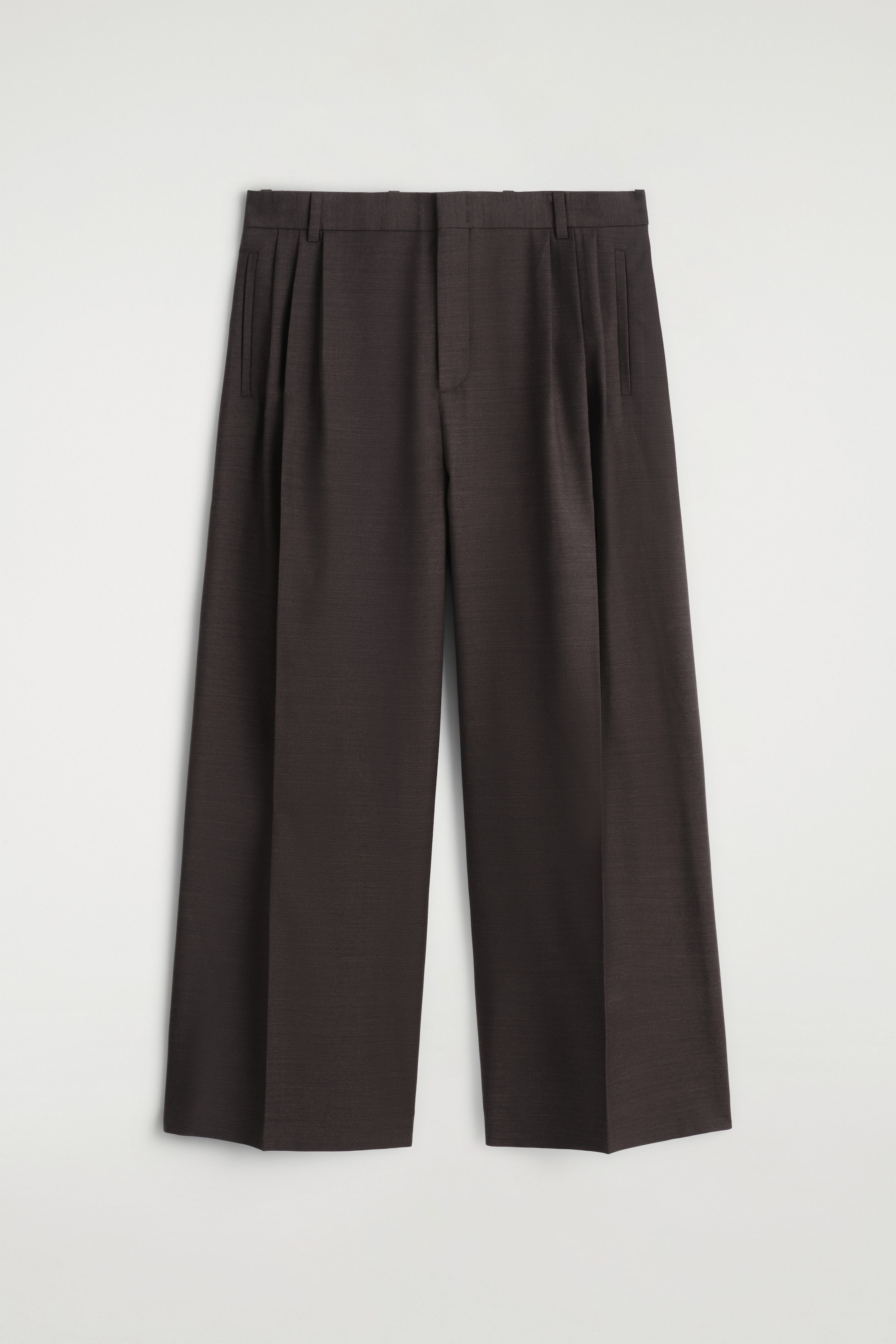 PLEATED WOOL WIDE-LEG TROUSERS