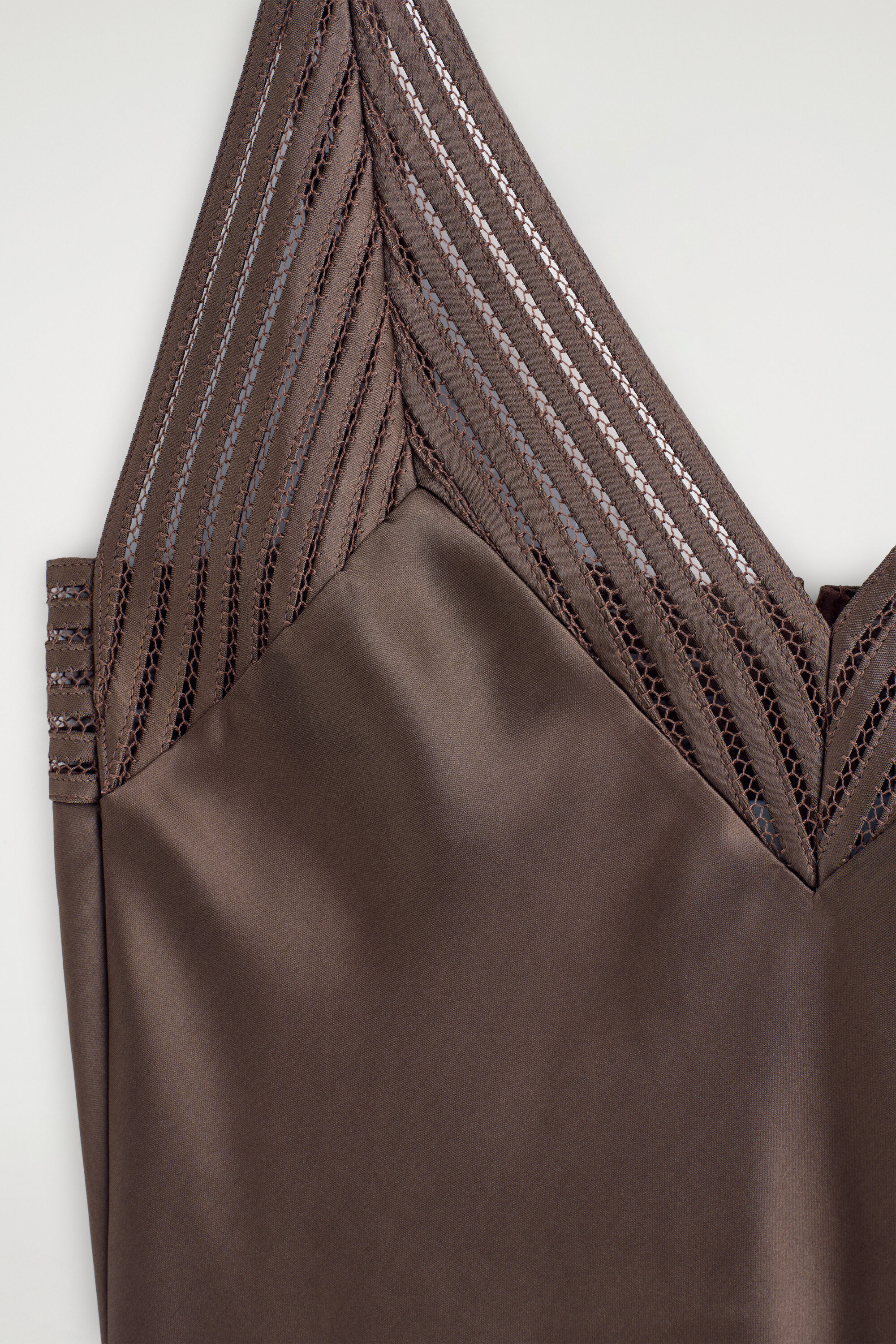 OPEN-STITCH SATIN SLIP DRESS - BROWN | COS US