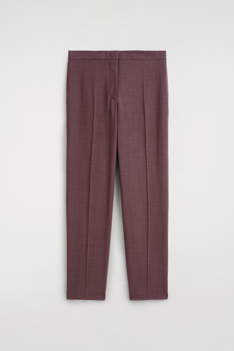 Tailored Wool Straight-Leg Trousers in Brown