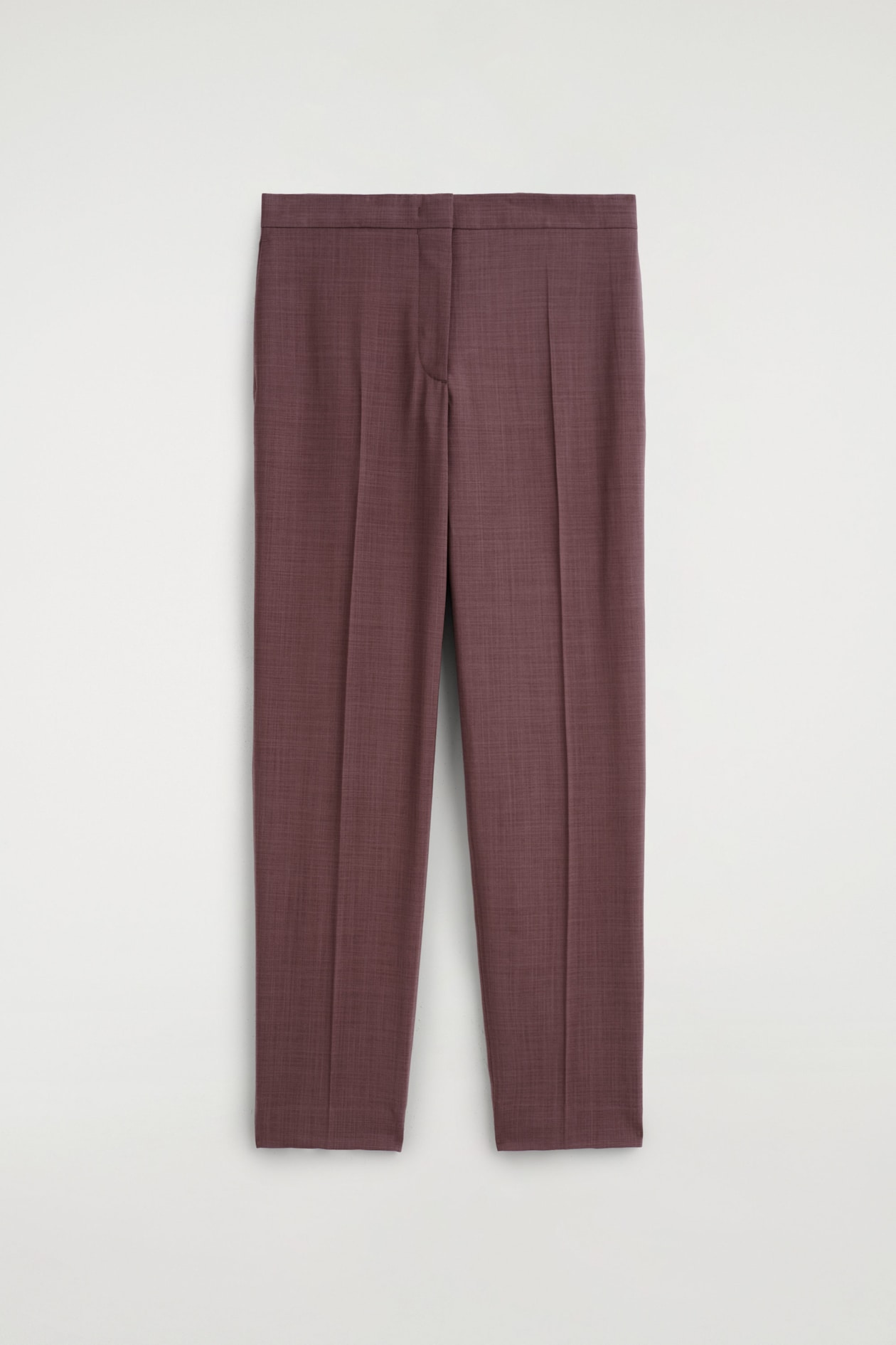 TAILORED WOOL STRAIGHT-LEG PANTS — MAHOGANY