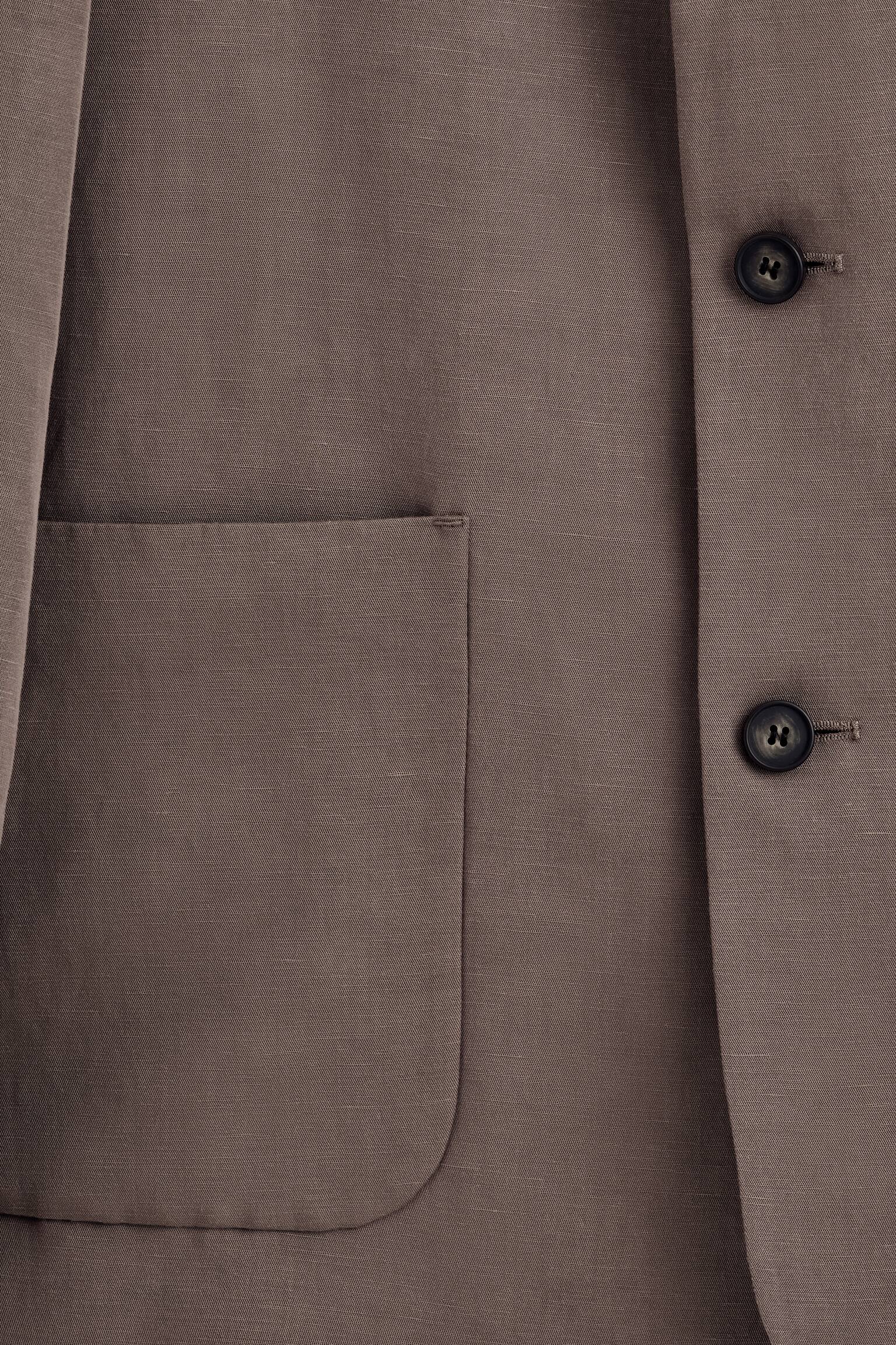 KRAGENLOSER BLAZER AUS LEINEN-MIX - BRAUN - 8