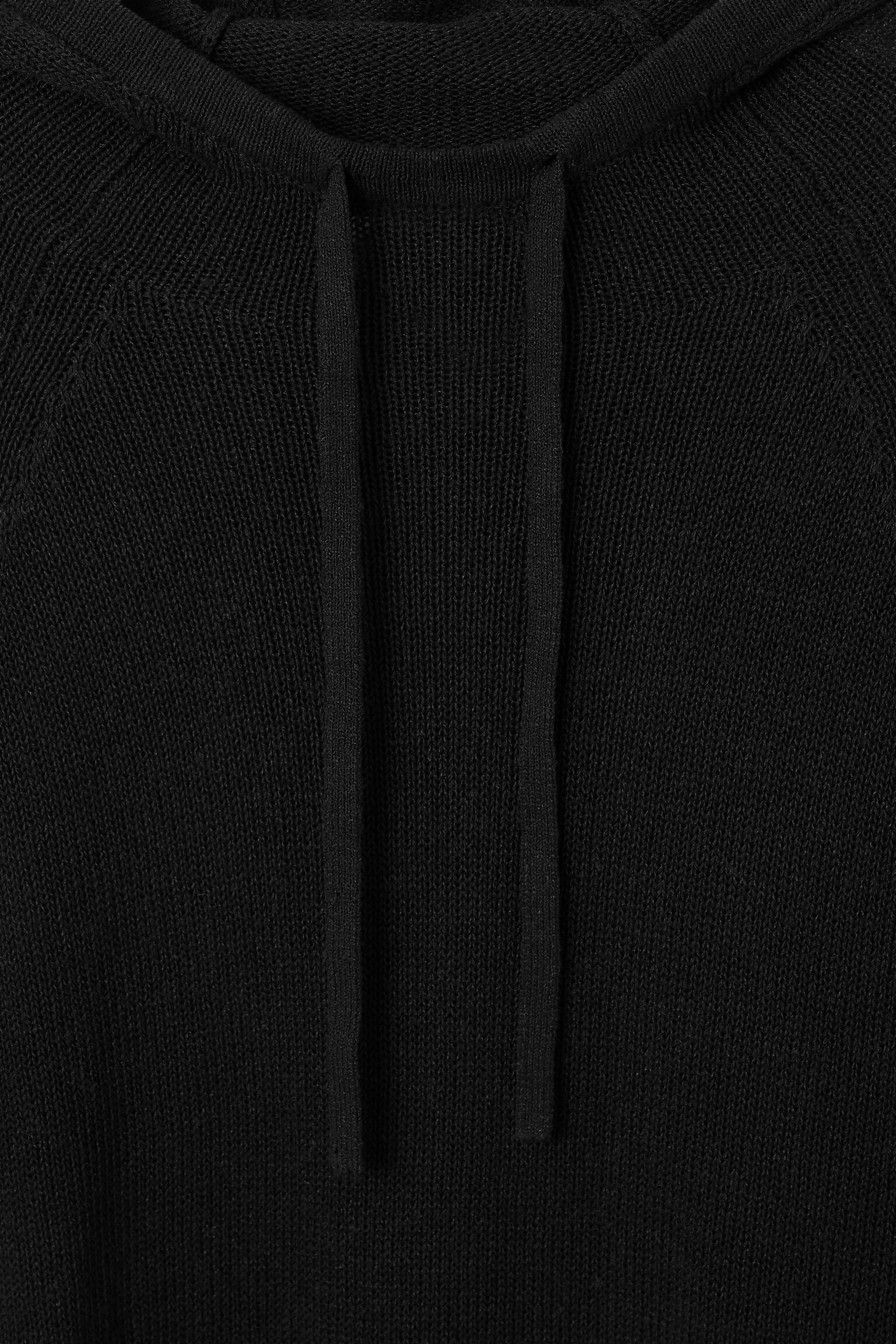 KNITTED LINEN-BLEND HOODIE - BLACK/DUSTY BLUE/WHITE - 2