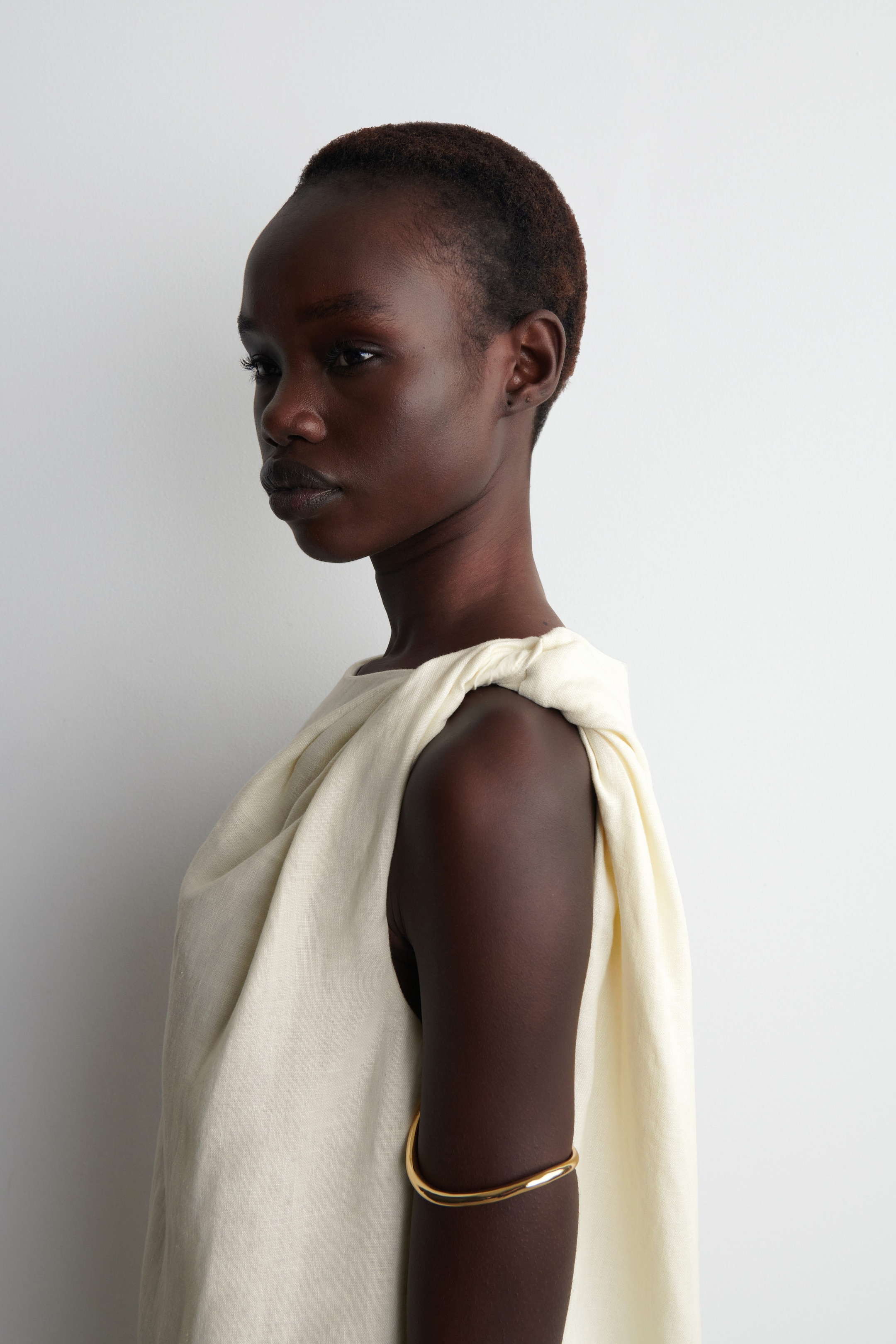 TWIST-DETAIL LINEN MINI DRESS