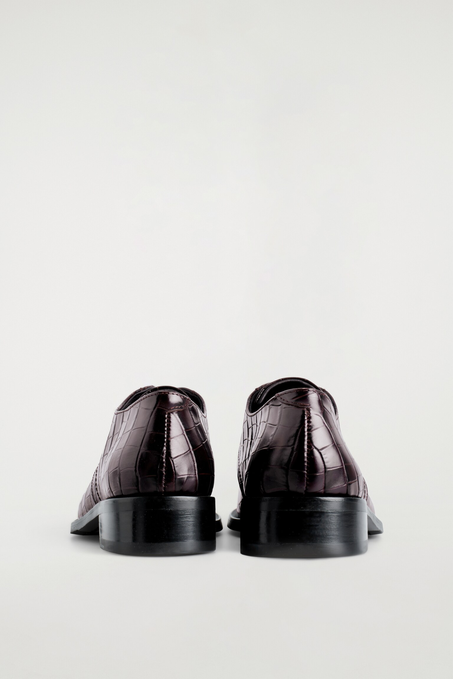 ZAPATOS DERBY DE PIEL EFECTO COCODRILO - MARRÓN OSCURO - 5