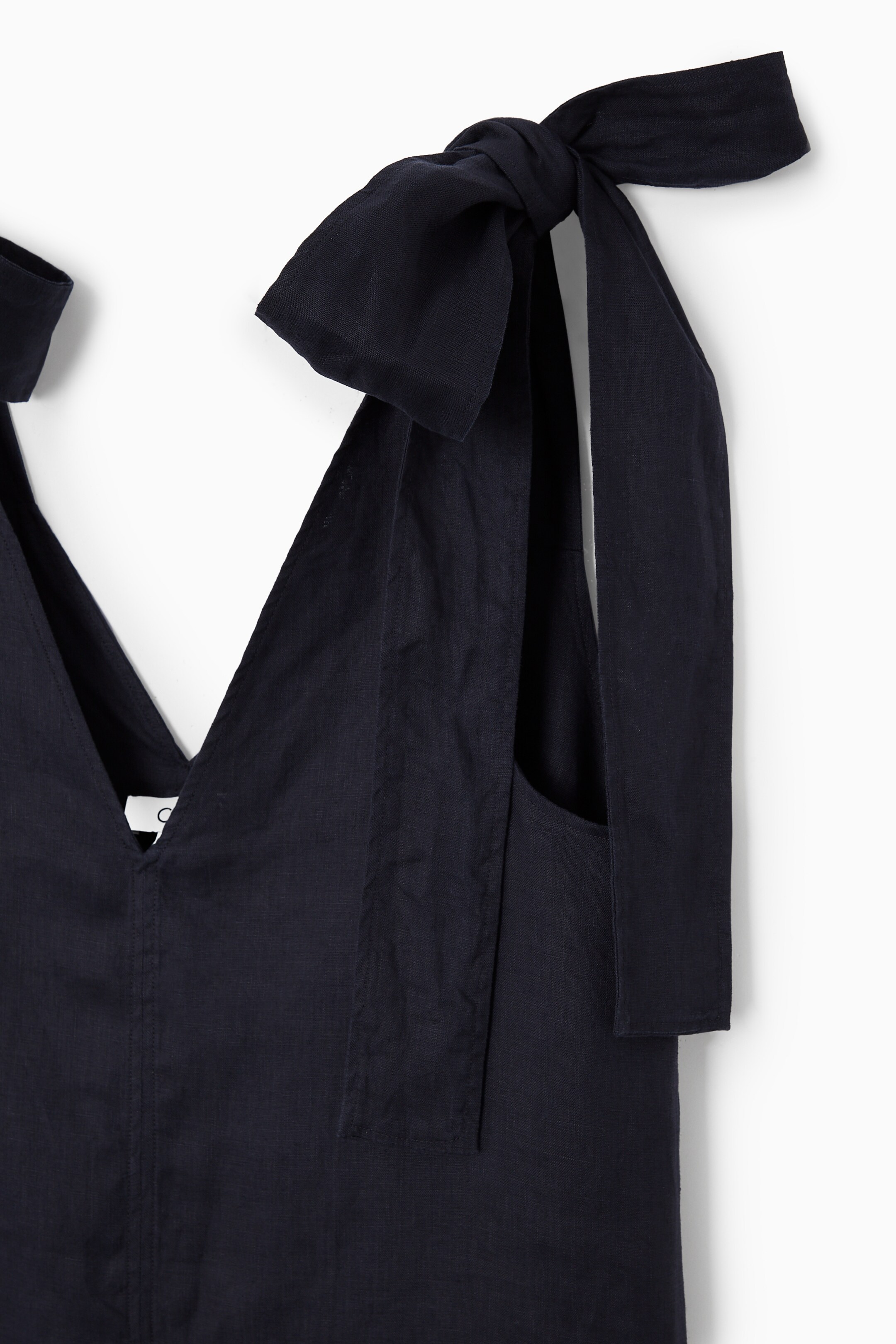 Agrandir l'image: ROBE MIDI DÉTAILS À NOUER EN LIN - BLEU MARINE - FEMME | H&M CH 2
