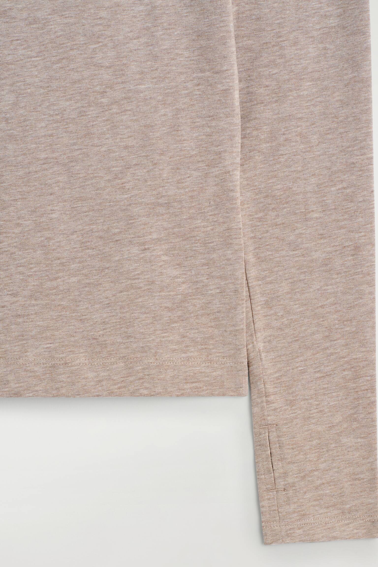 HAUT À MANCHES LONGUES EN COTON - BEIGE CHINÉ/VERT/BLANC/BLEU MARINE/NOIR - 3