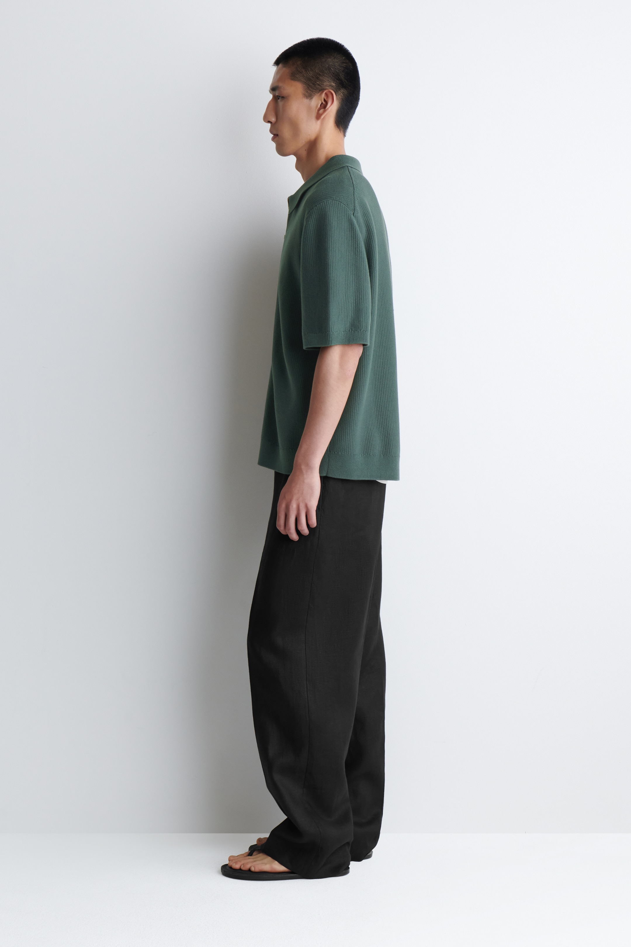 Visualizza immagine più grande: CAMICIA IN COTONE A NIDO D'APE CON CERNIERA - VERDE PINO - UOMO | H&M IT 5