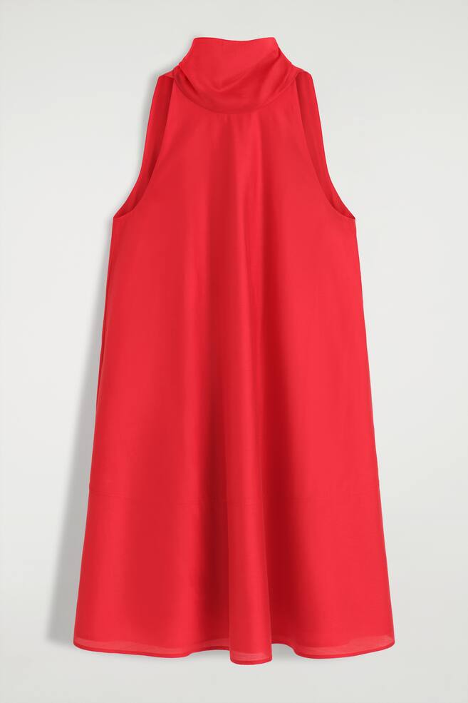 FLUID HALTERNECK MINI DRESS - RED/DARK BROWN - 1
