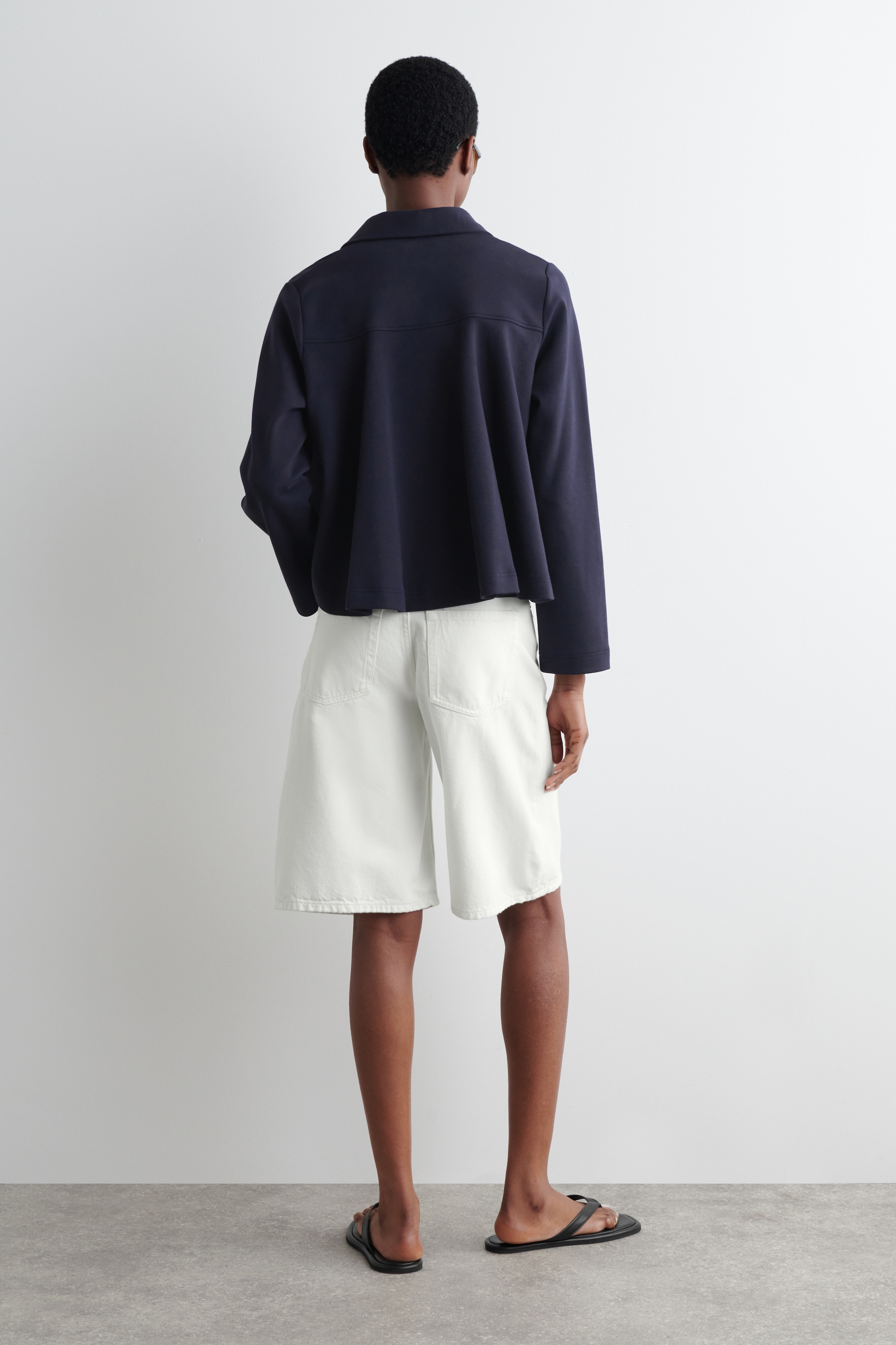 View larger image: FLARED COTTON-JERSEY POLO SHIRT - NAVY - Ladies | H&M GB 4
