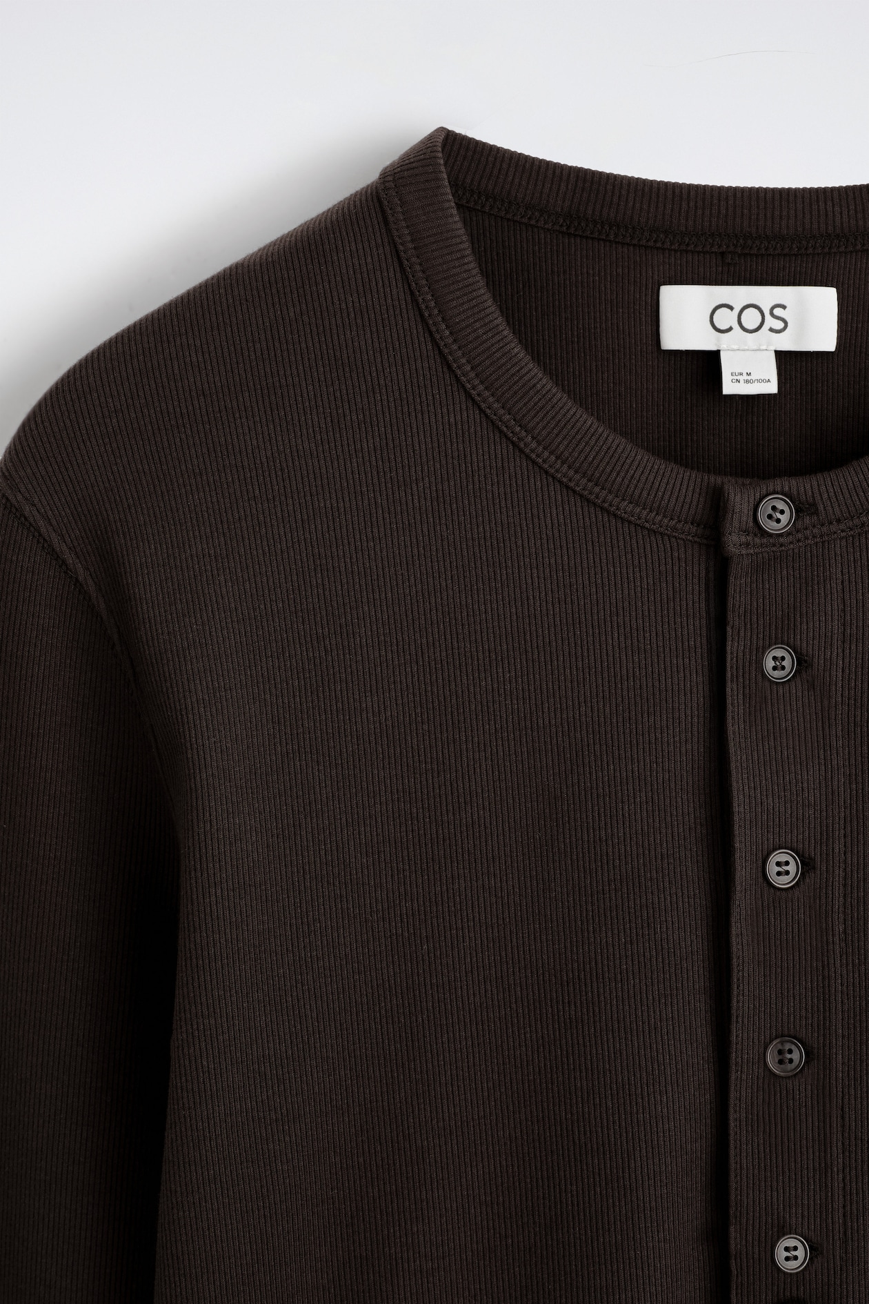 T-SHIRT HENLEY SLIM MANCHES LONGUES COTON CÔTELÉ