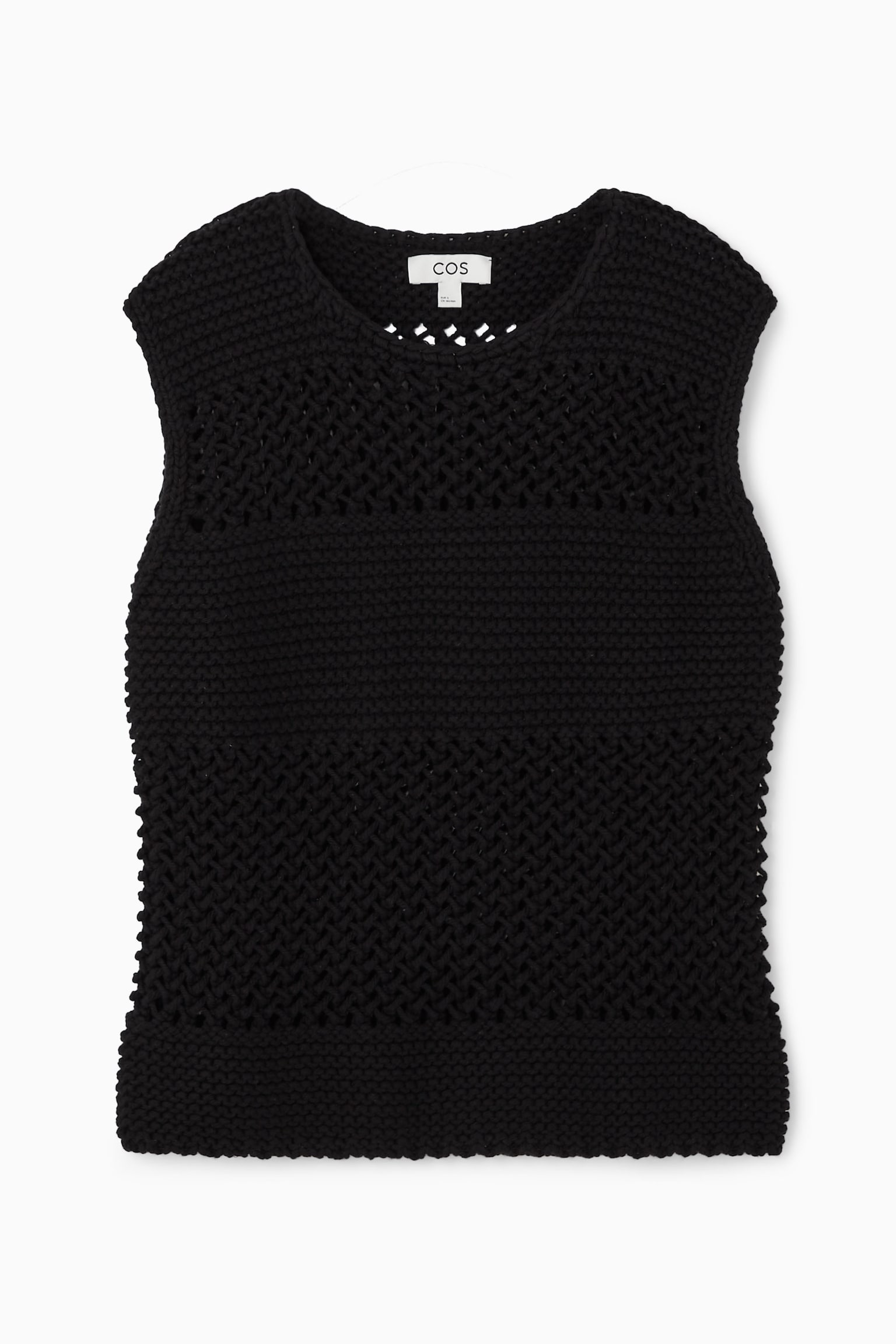 OPEN-KNIT VEST - BLACK