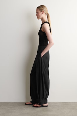 RIBBED SILK TANK TOP — BLACK 3
