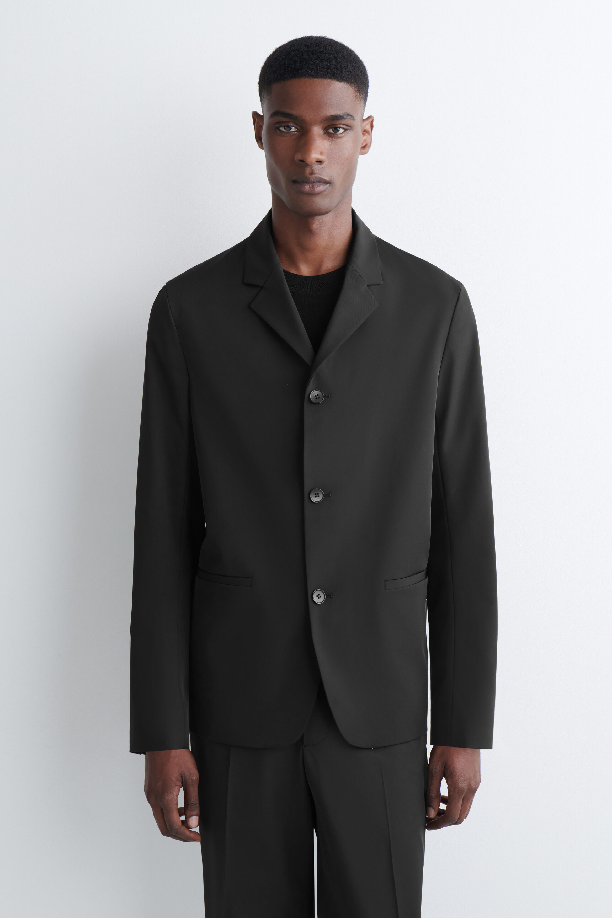 SLIM UNSTRUCTURED TECH-TWILL BLAZER - BLACK | COS US