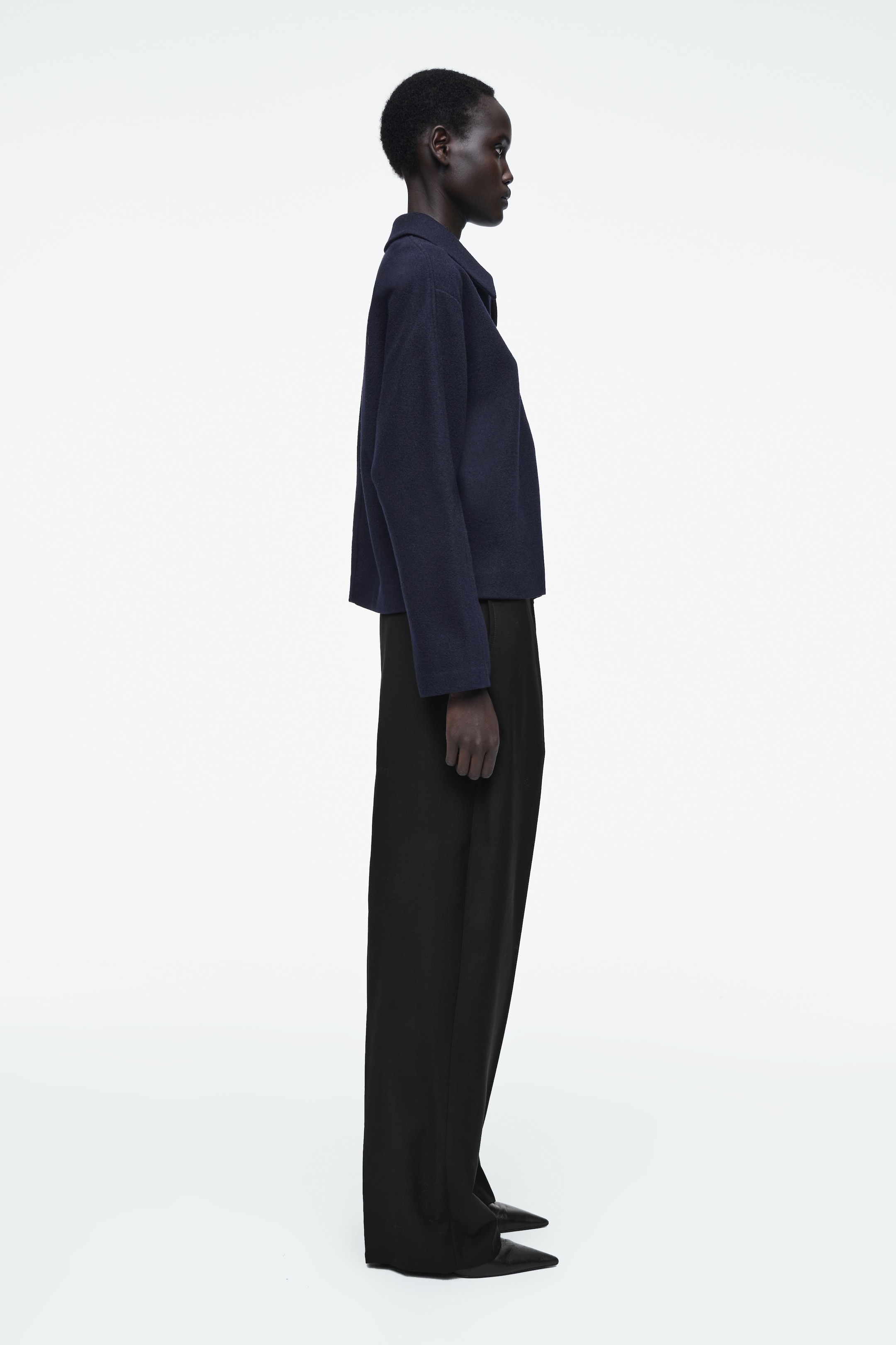 View larger image: BOILED-WOOL ZIP-UP CARDIGAN - NAVY - Ladies | H&M GB 4
