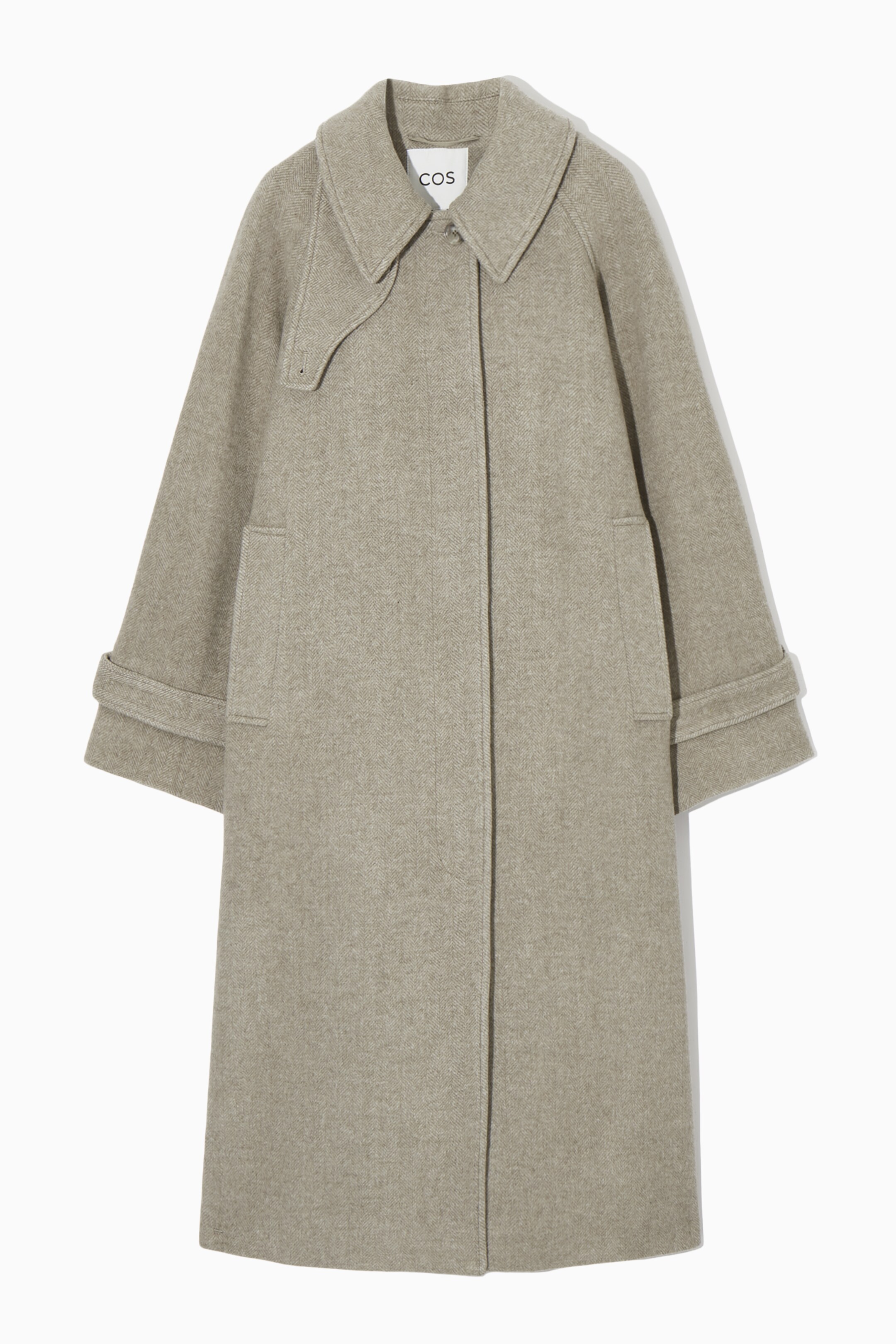 Grotere afbeelding bekijken: OVERSIZED ROUNDED WOOL COAT - BEIGE MÉLANGE - DAMES | H&M NL 1