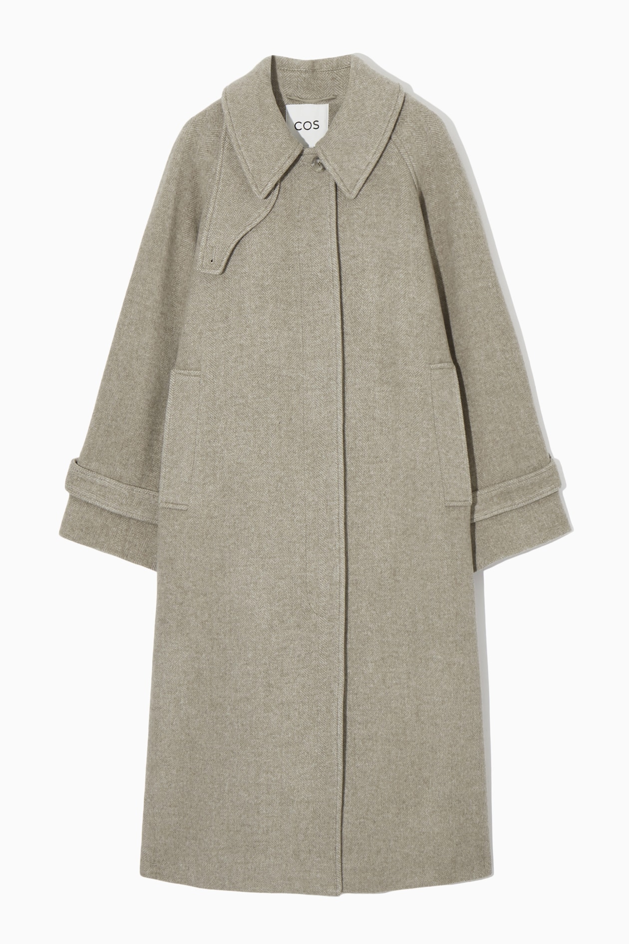 OVERSIZED ROUNDED WOOL COAT BEIGE MÉLANGE COS