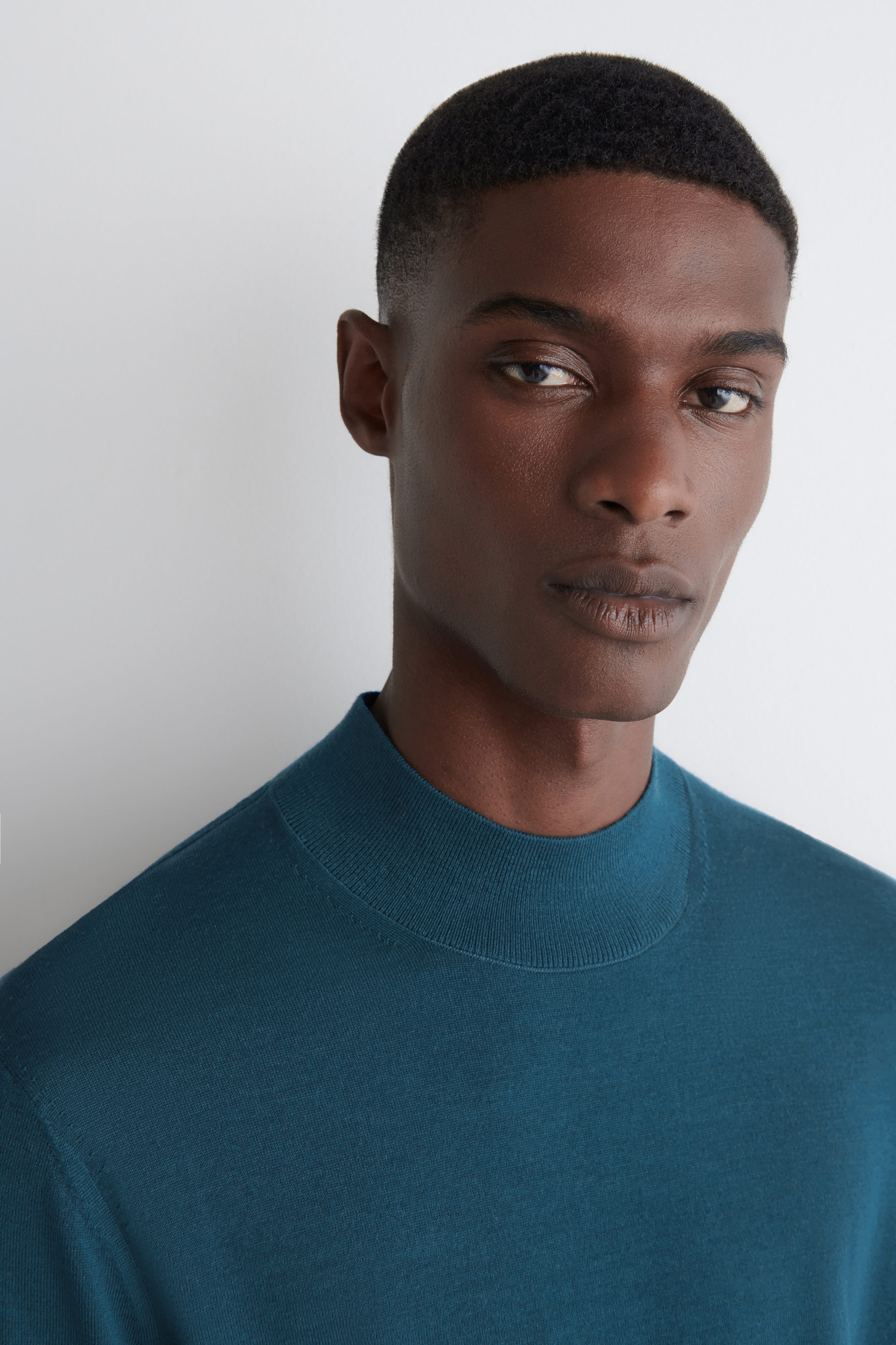 SLIM MERINO WOOL MOCK-NECK SWEATER - TEAL | COS US