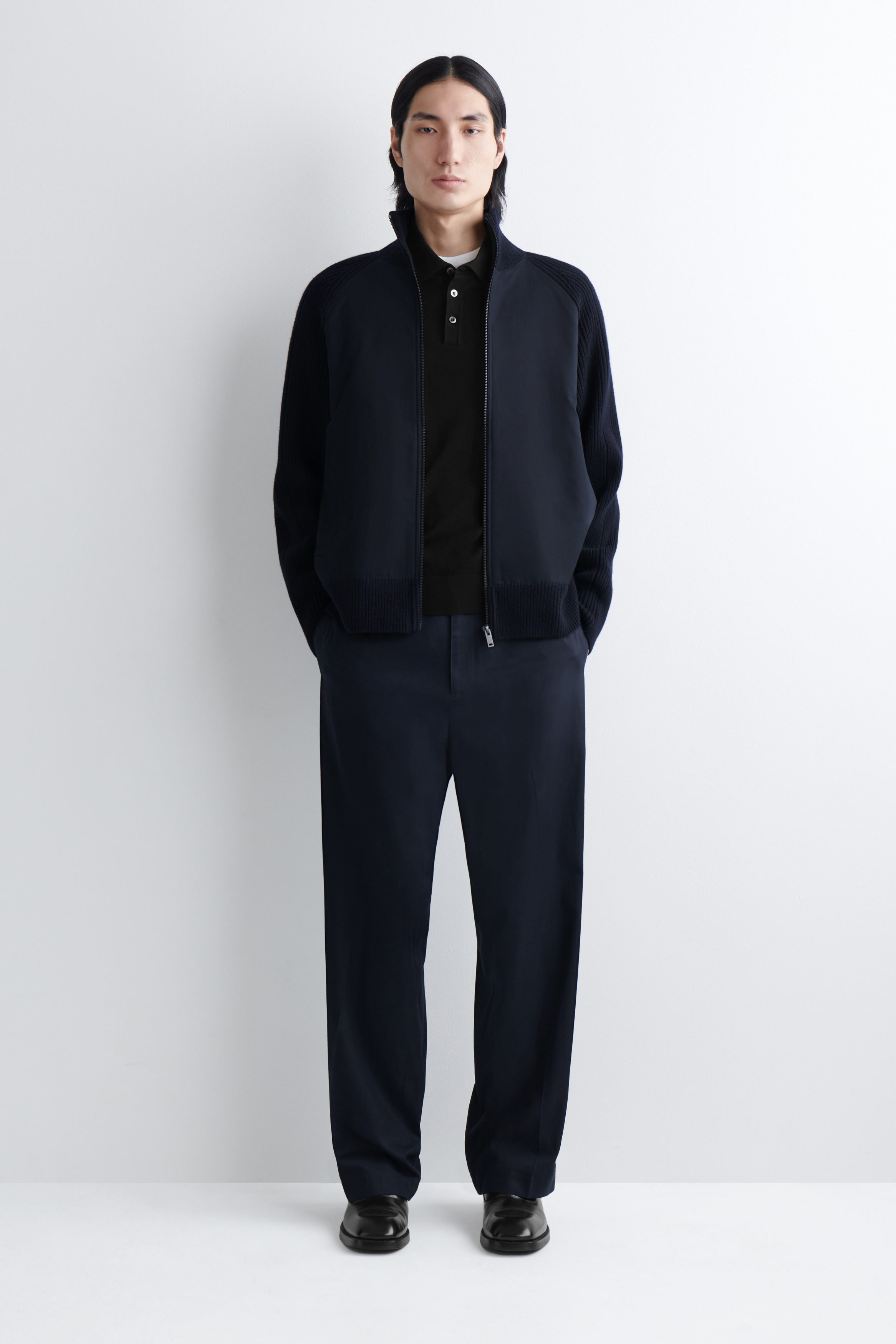 COS コントラストストライプニット　トラックジャケット S ネイビー COS Contrast-stripe Knitted Track Jacket in Blue for Men | Lyst