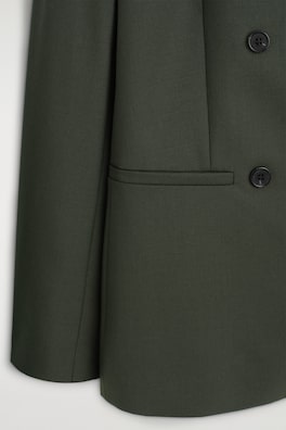 WOOL-BLEND DOUBLE-BREASTED BLAZER — KHAKI 7