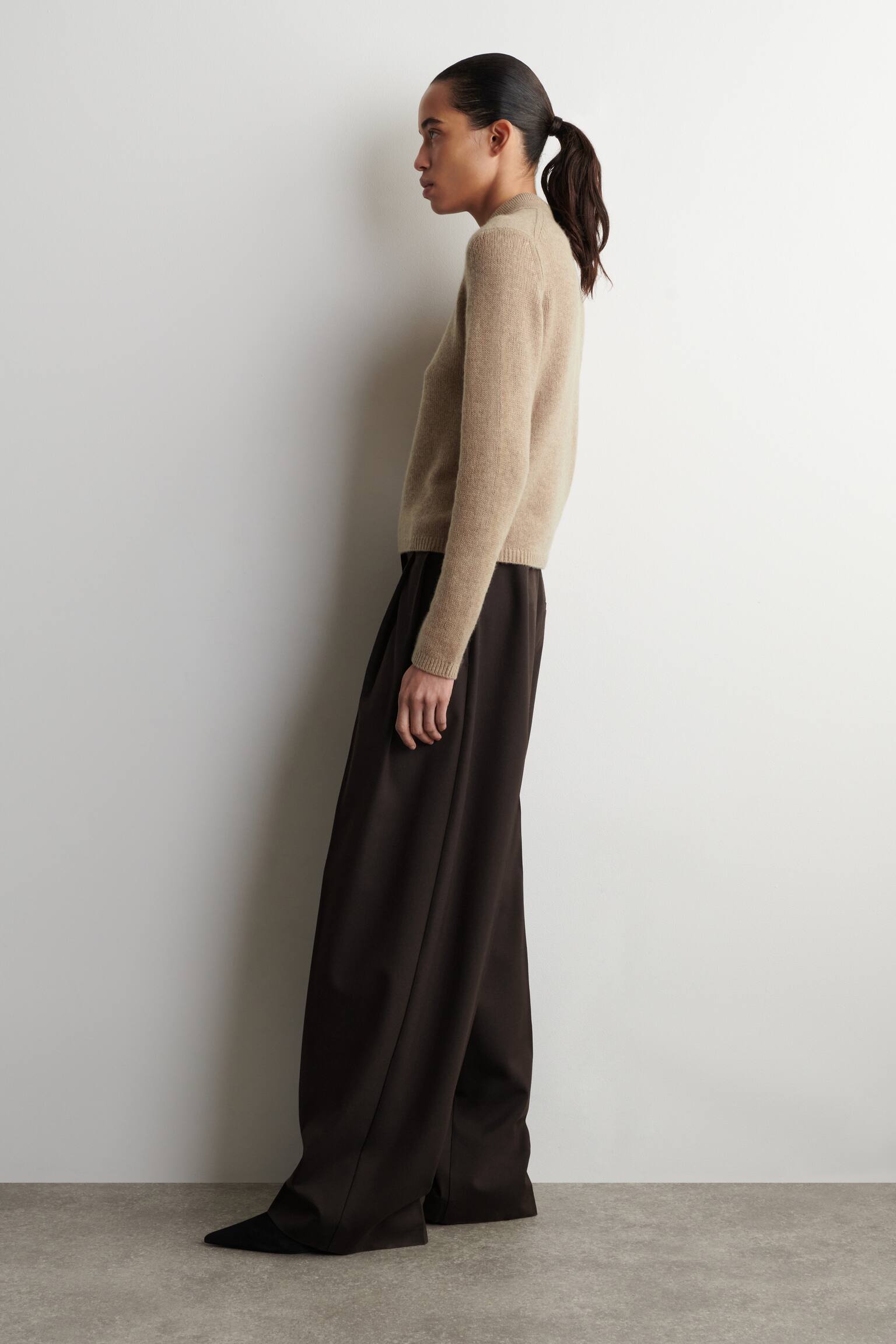 Camisola polo em caxemira - bege mesclado - 8