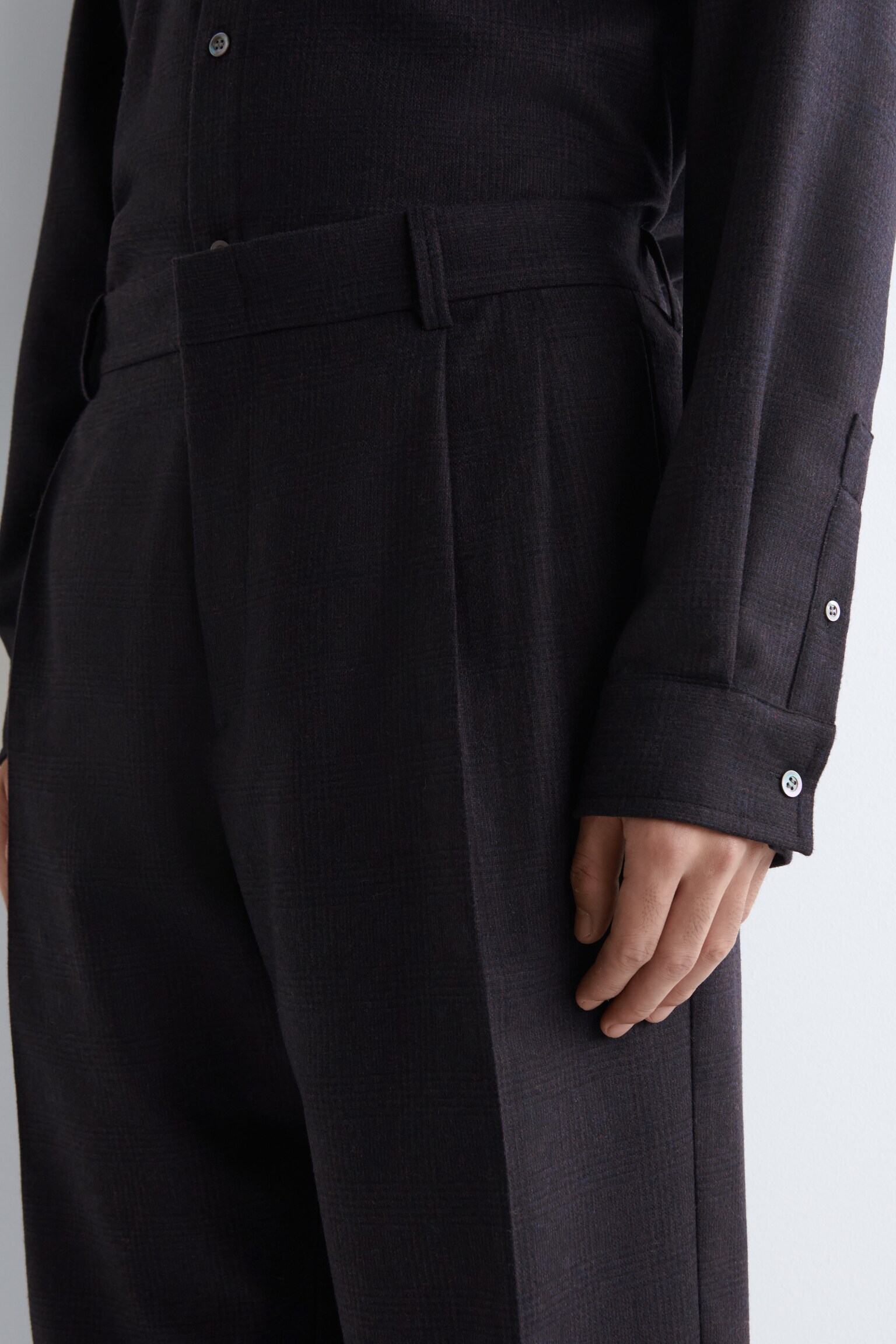 PLEATED WOOL STRAIGHT-LEG TROUSERS - GRIS/A CUADROS/GRIS MARENGO JASPEADO - 6