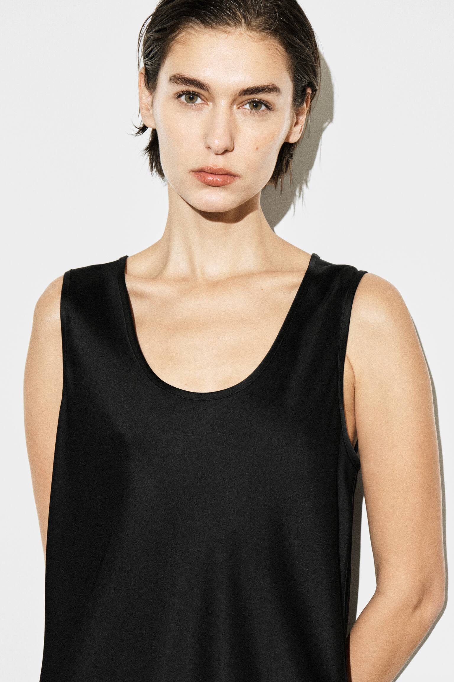 ROBE MIDI EN SATIN À ENCOLURE DÉGAGÉE-NOIR - 5