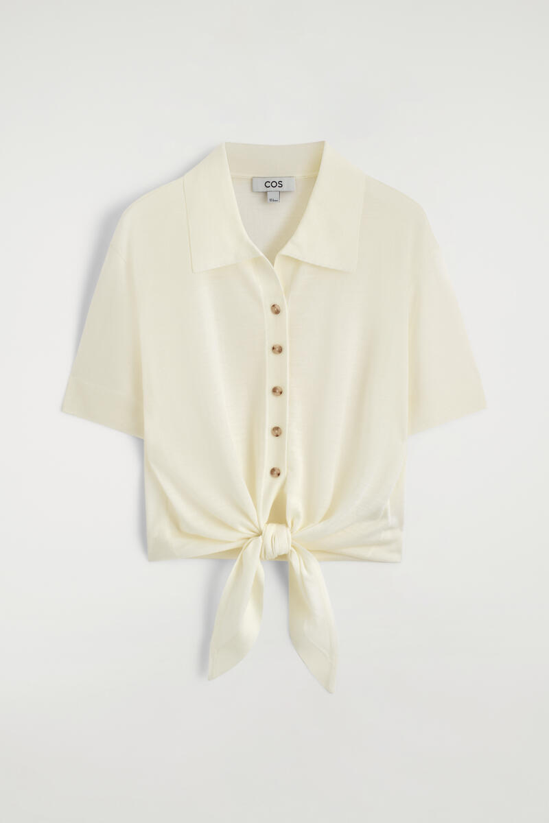 Tie-Front Knitted Wool Shirt