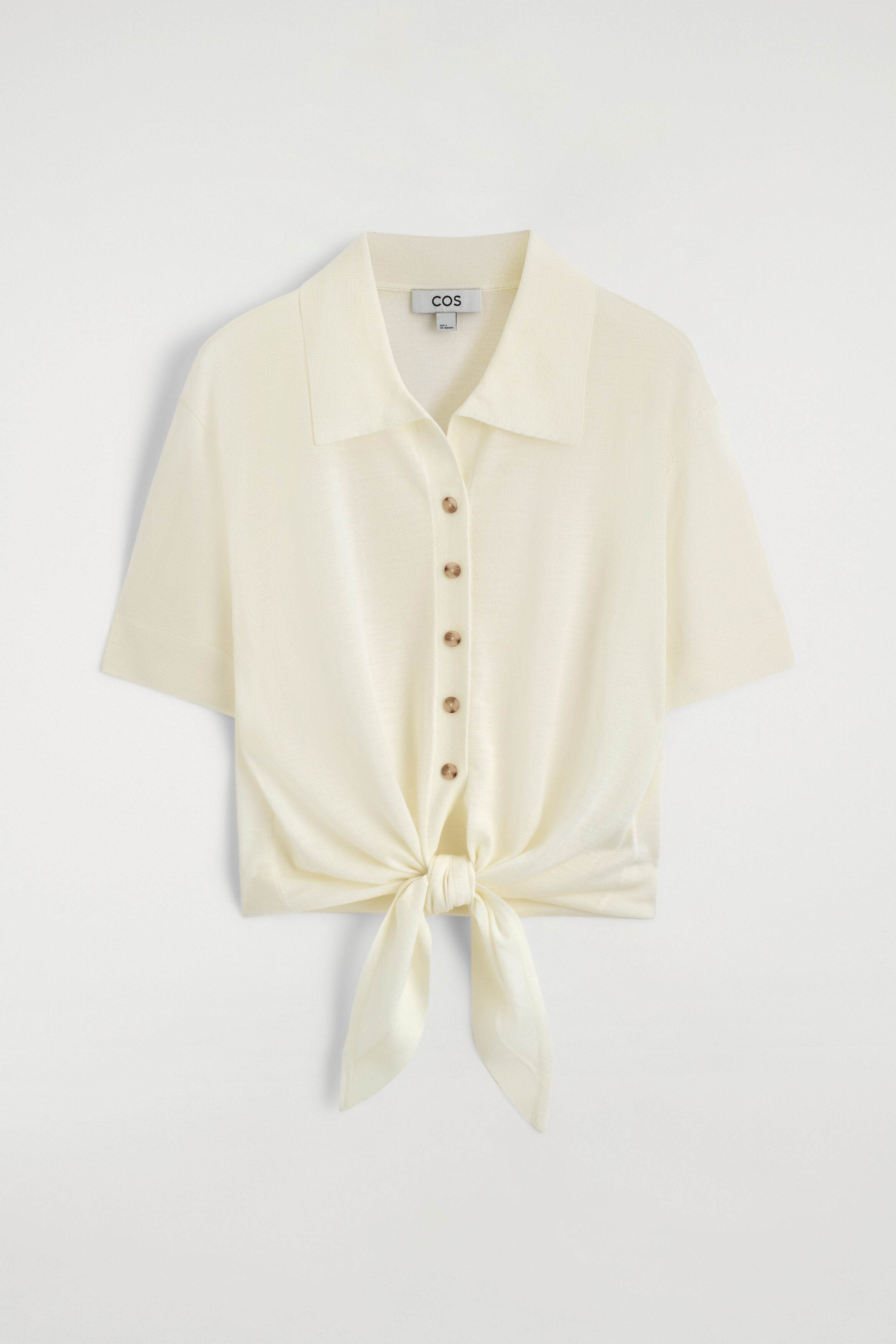 Tie-front Knitted Wool Shirt