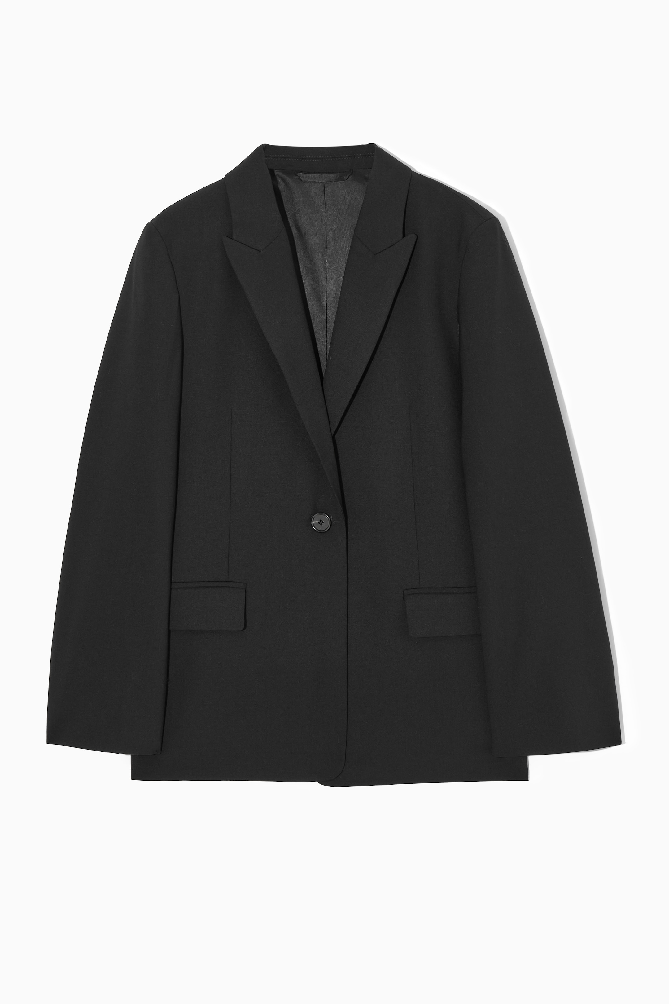 View larger image: DRAPED-SLEEVE SINGLE-BREASTED WOOL BLAZER - BLACK - Ladies | H&M GB 1