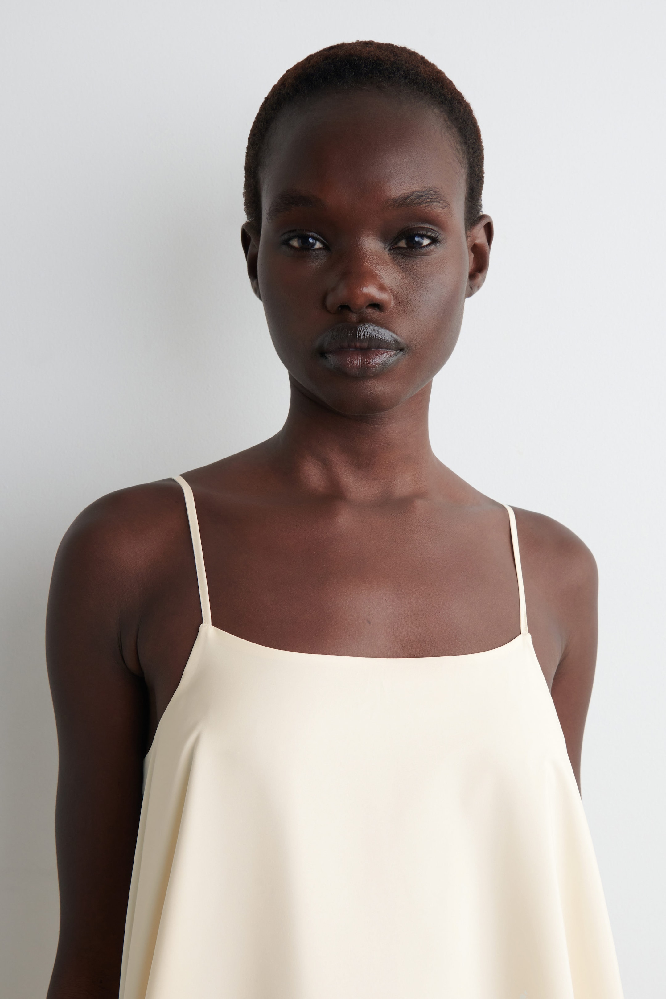 BUBBLE-HEM MIDI DRESS