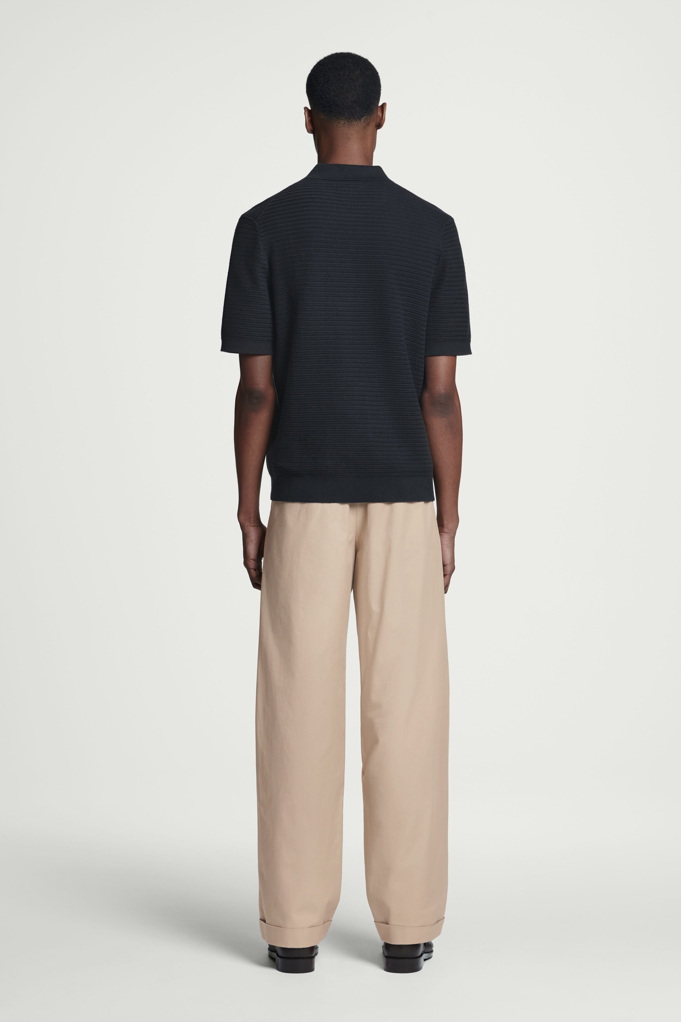 TEXTURED KNITTED COTTON POLO SHIRT - NAVY | COS US