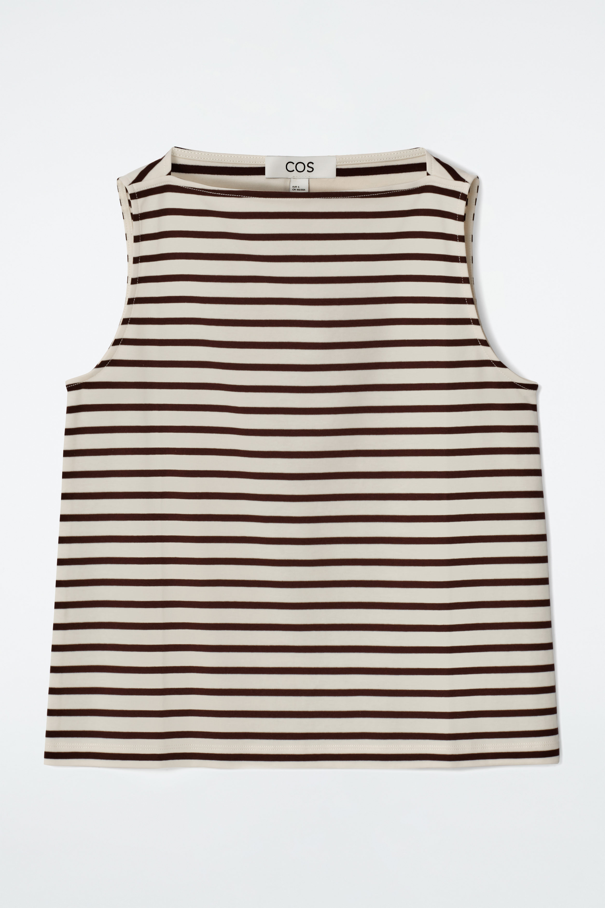 BOAT-NECK TANK TOP - IVORY / BROWN / STRIPED | COS