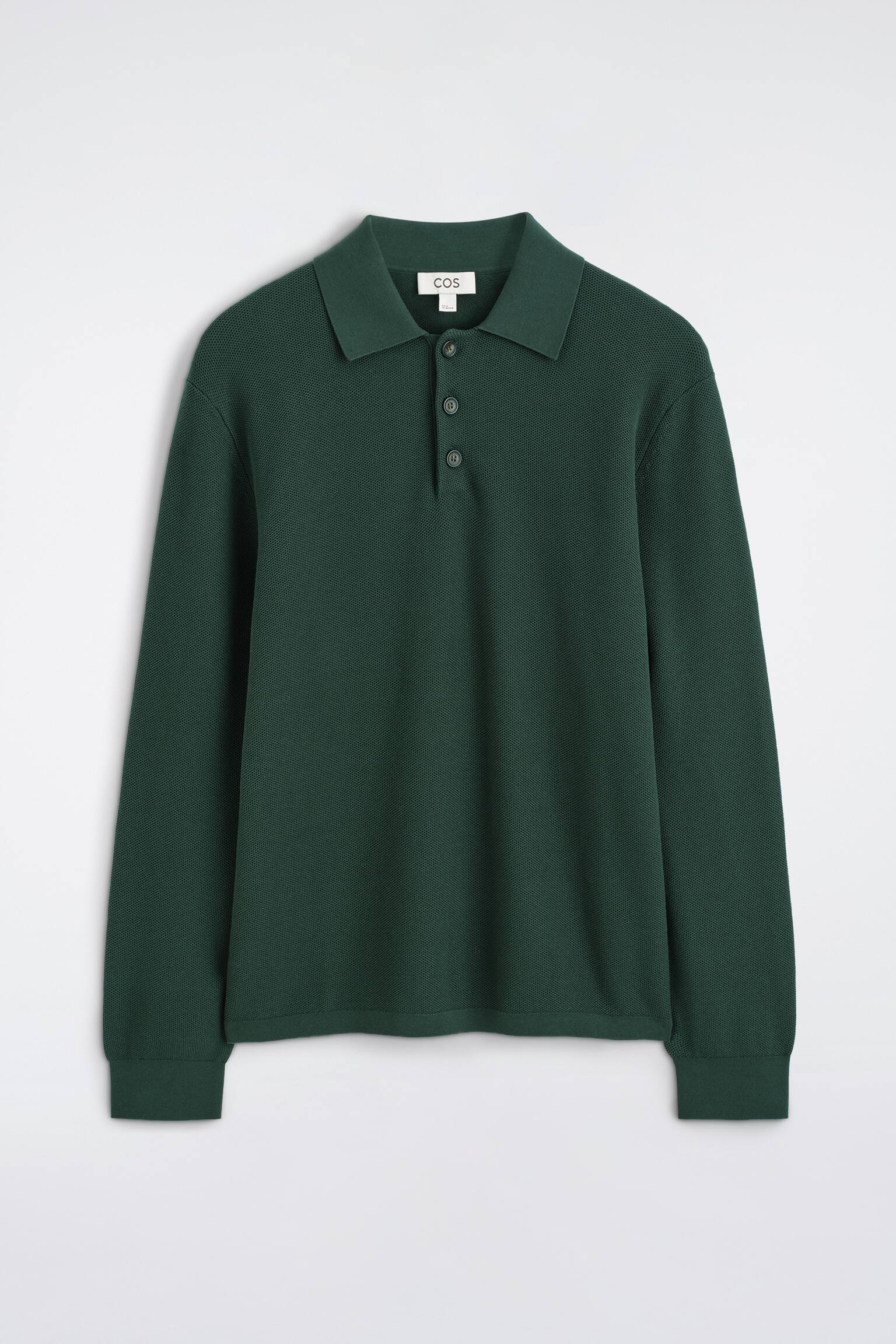 POLO EN MAILLE POINT NID D'ABEILLE - VERT FONCÉ/ÉCRU