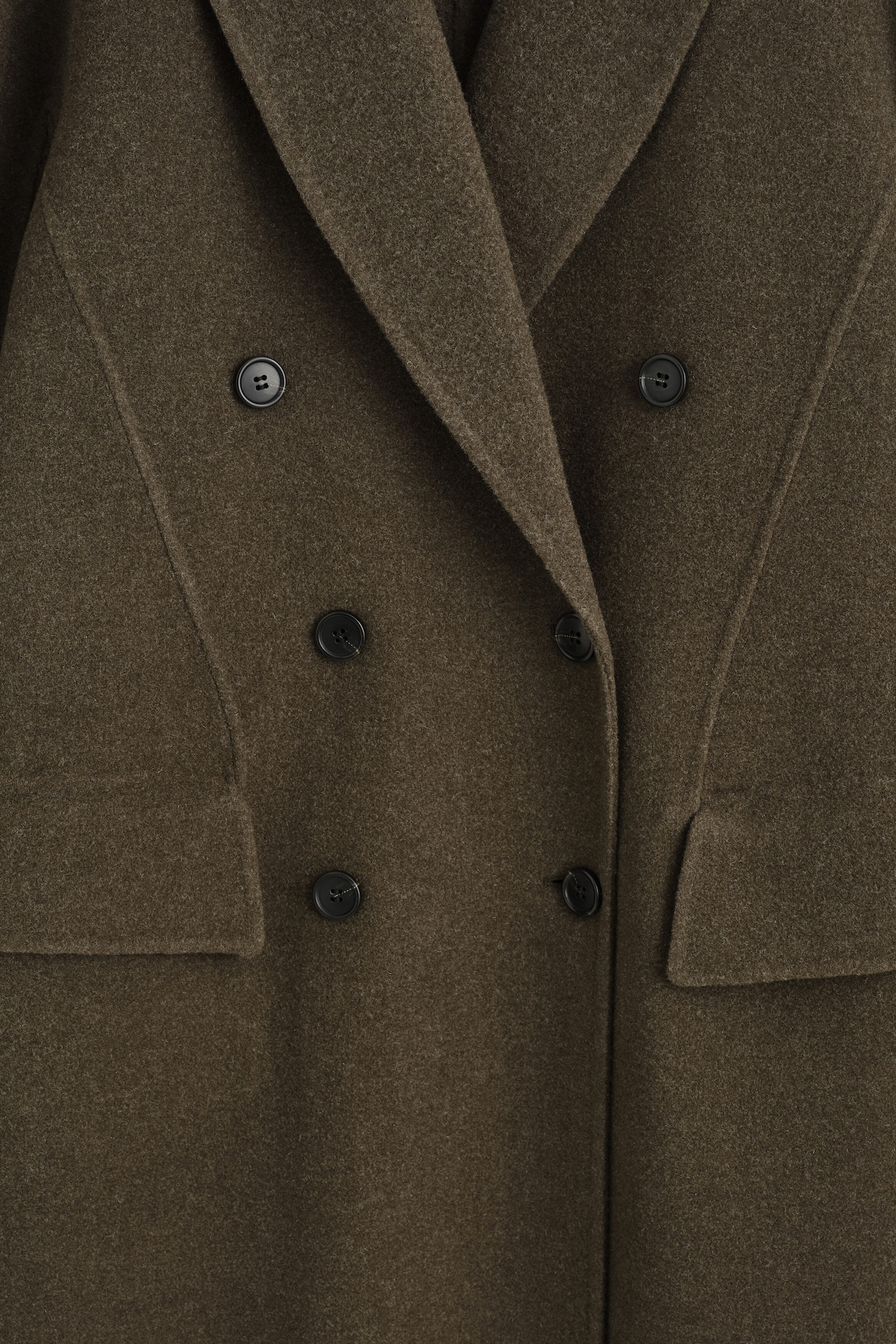 TAILORED DOUBLE-FACED WOOL LONG COAT — BROWN MÉLANGE