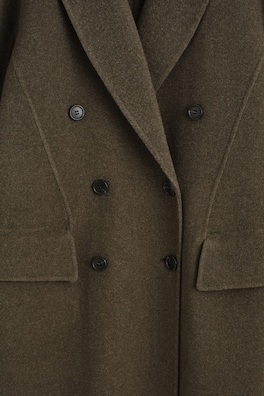 TAILORED DOUBLE-FACED WOOL LONG COAT — BROWN MÉLANGE 6