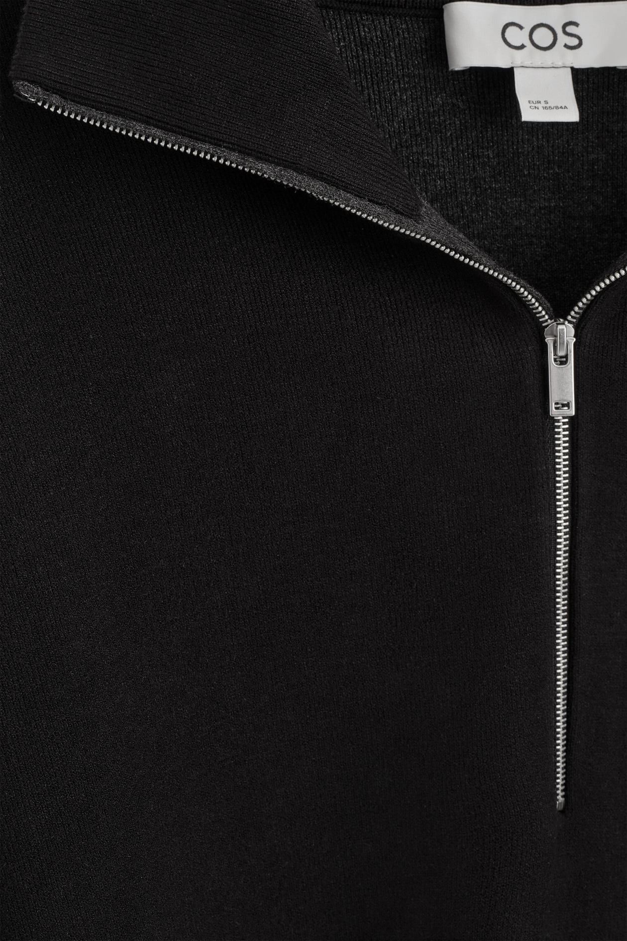 MOCK-NECK HALF-ZIP KNITTED SWEATER — BLACK