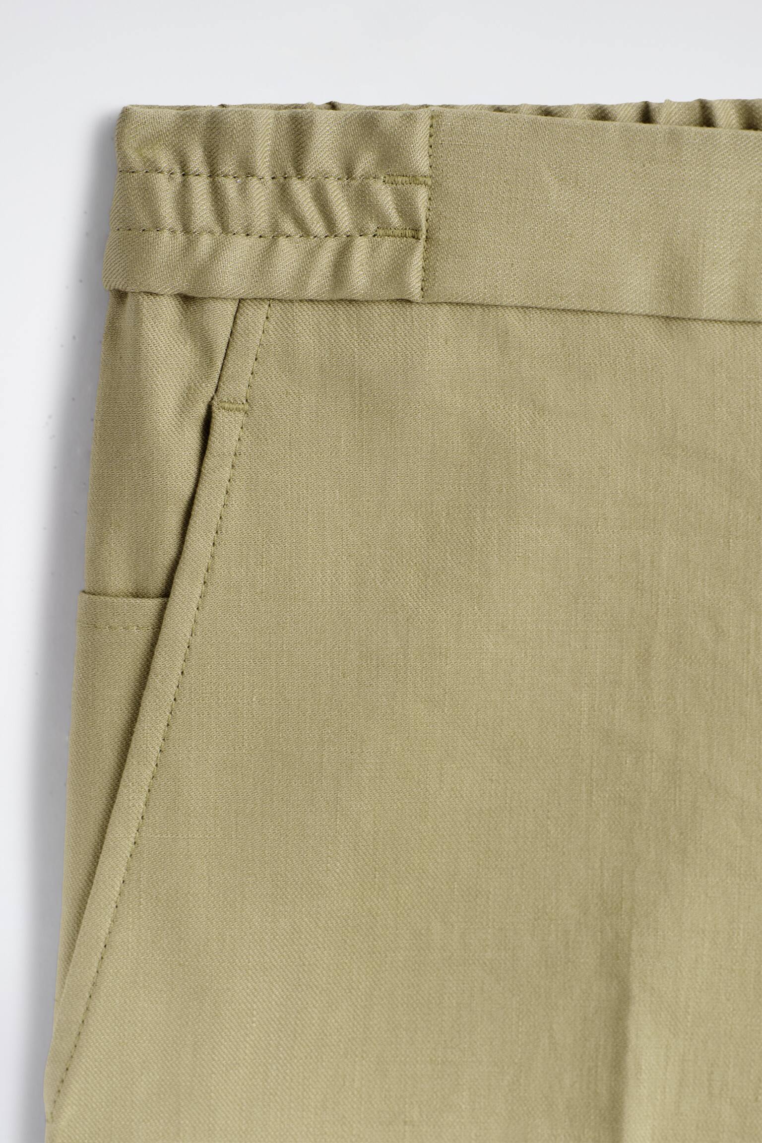 Linnen-katoenen broek met slanke pasvorm en rechte pijpen - BEIGE/ZWART - 3