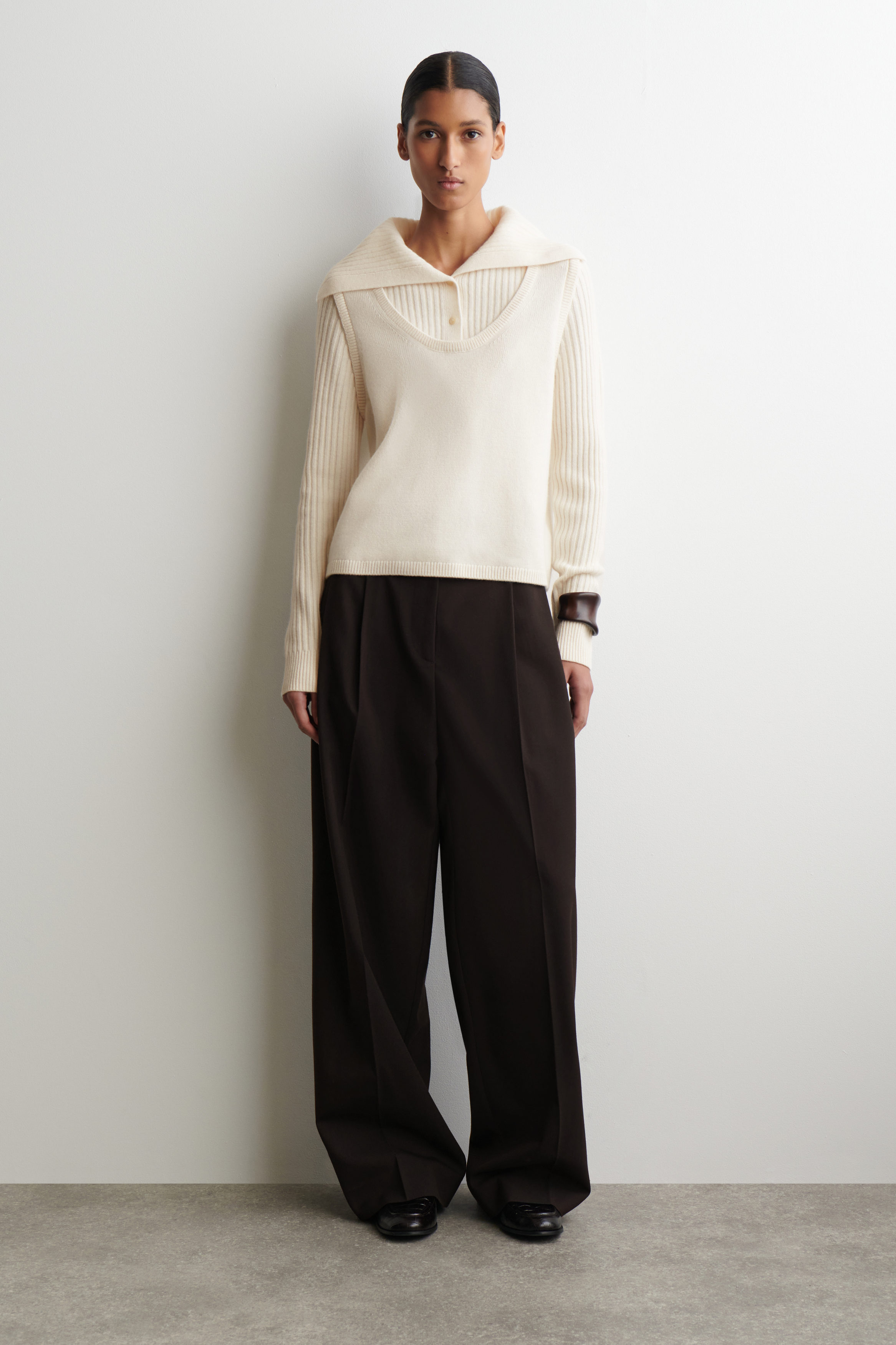 LAYERED MERINO WOOL SWEATER - IVORY | COS US