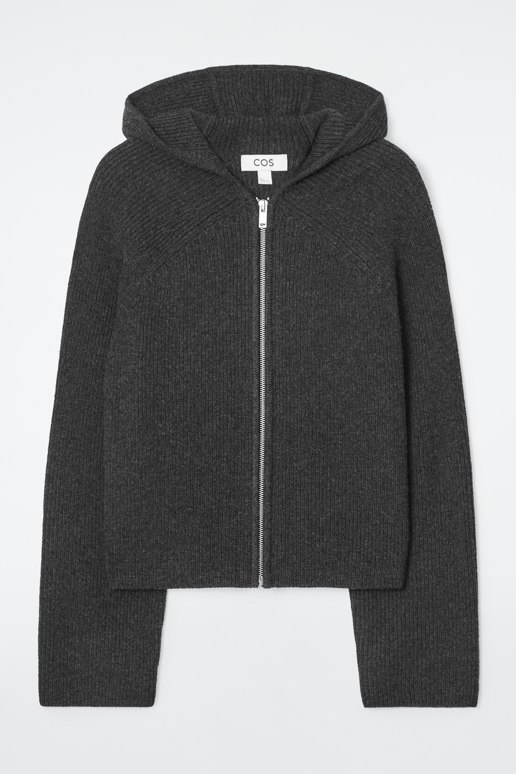 Ingrandisci l'immagine: RIBBED MERINO WOOL HOODED JACKET - CHARCOAL - DONNA | H&M CH 1
