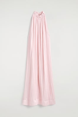 CRINKLED-SATIN MIDI DRESS — LIGHT PINK 7