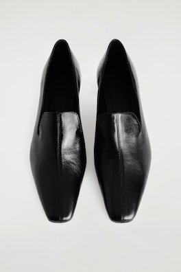 ANGULAR LEATHER HEELED LOAFERS — BLACK 2