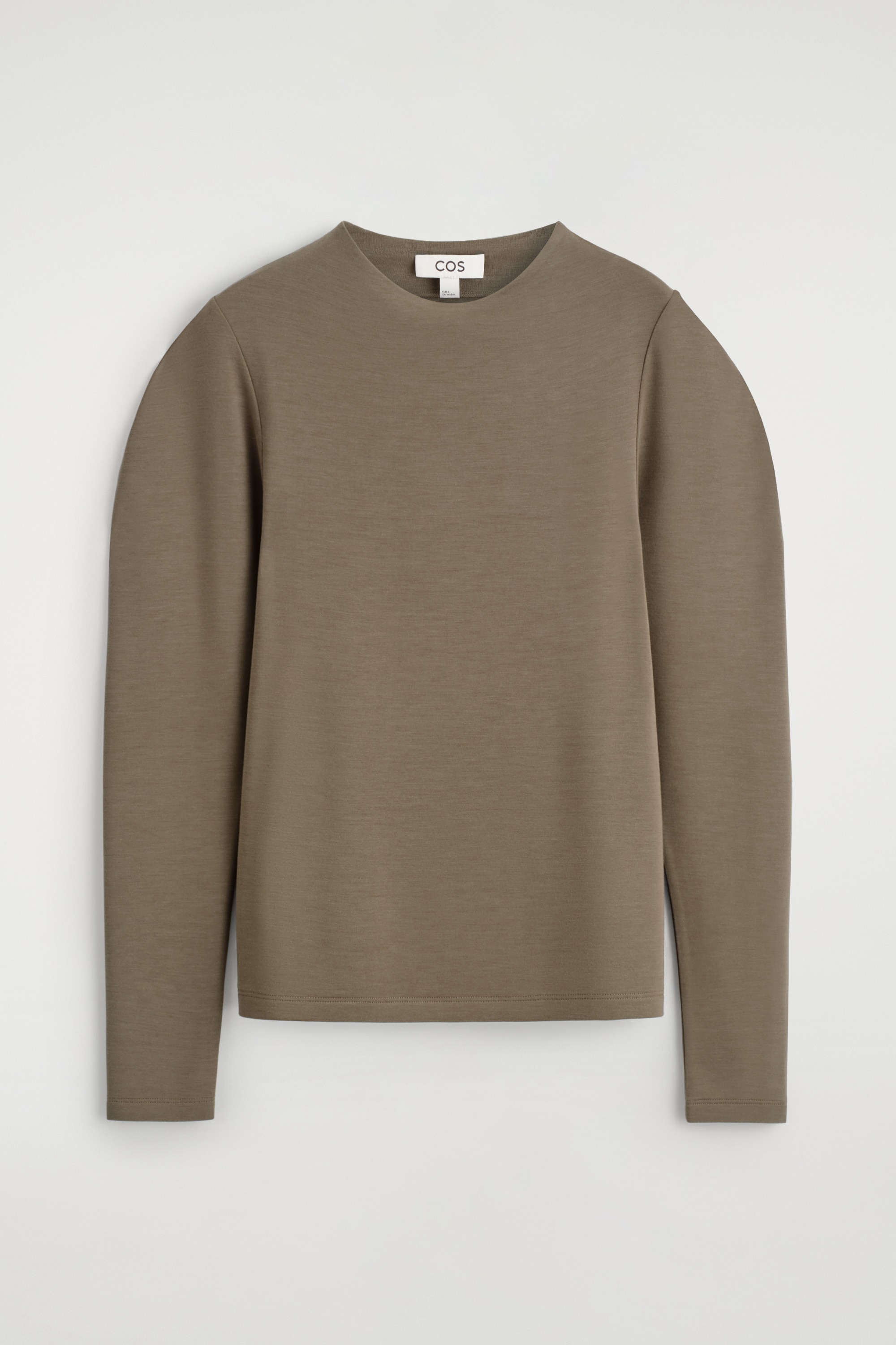 ROUNDED-SLEEVE TOP - MØRK KAKI/SORT
