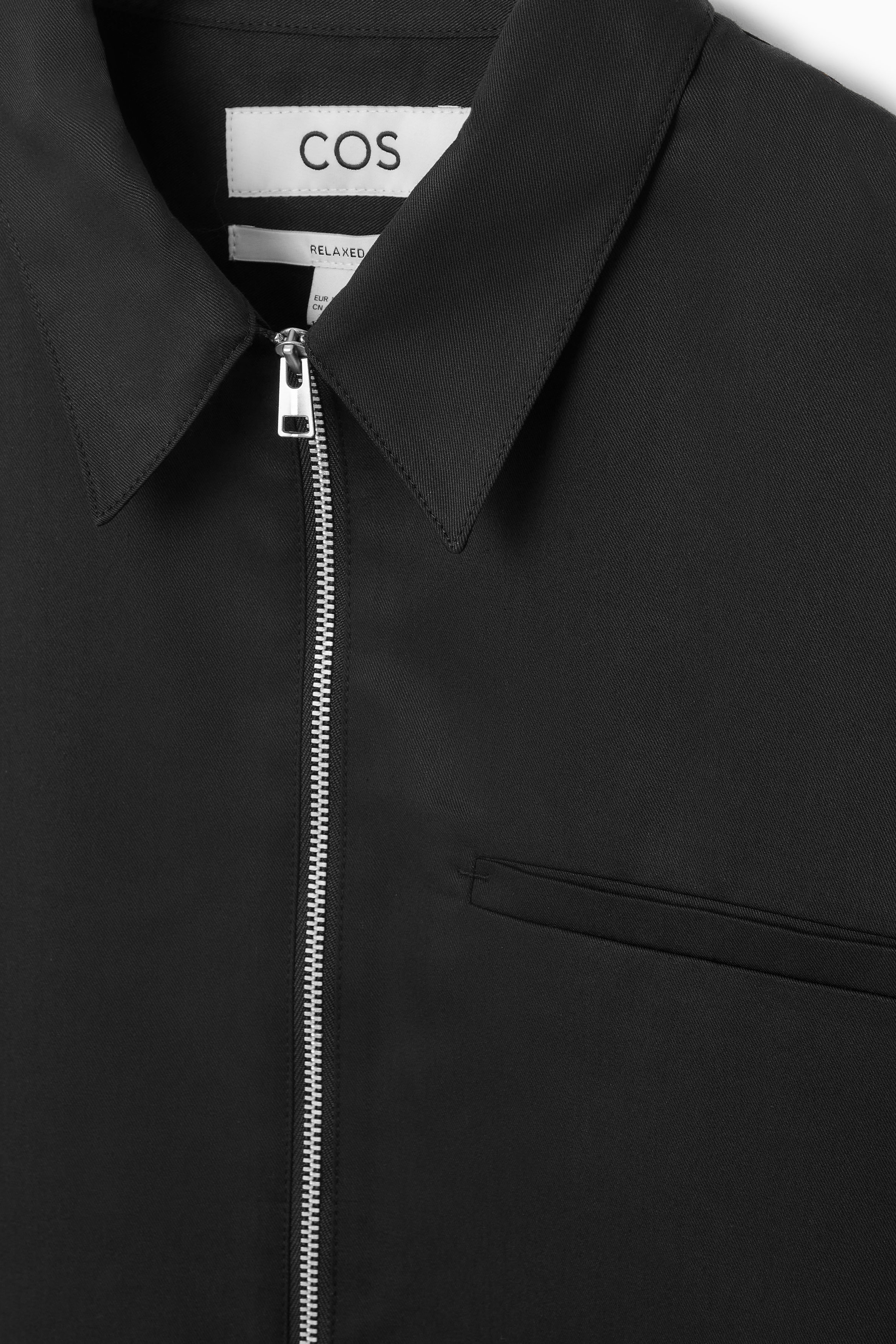 TWILL ZIP-UP SHIRT - BLACK | COS
