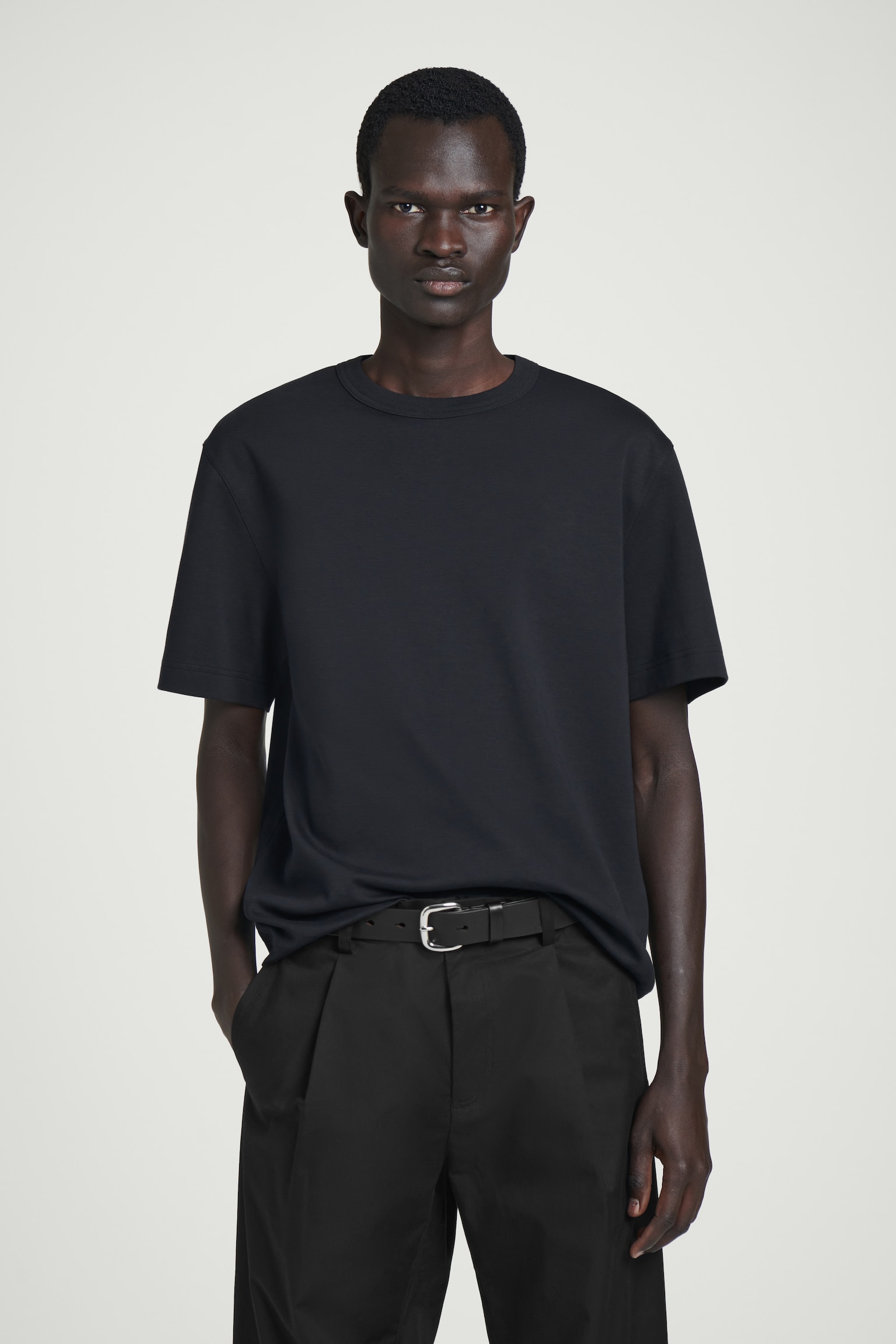 INTERLOCK COTTON CREW-NECK T-SHIRT - NAVY/WHITE/BLACK/LIGHT BLUE/NAVY / STRIPED