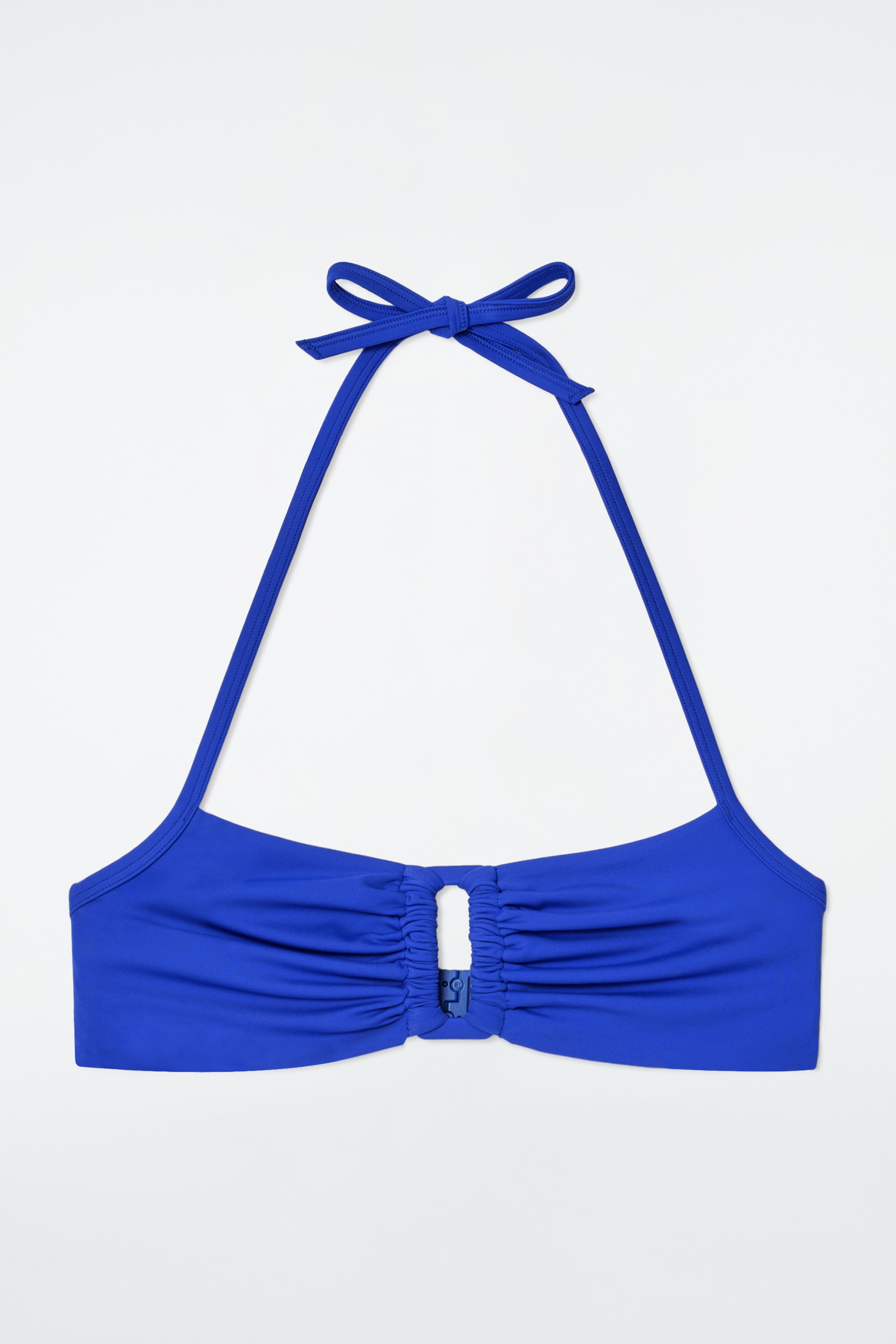 Top de bikini cu decupaj și adunături - ALBASTRU